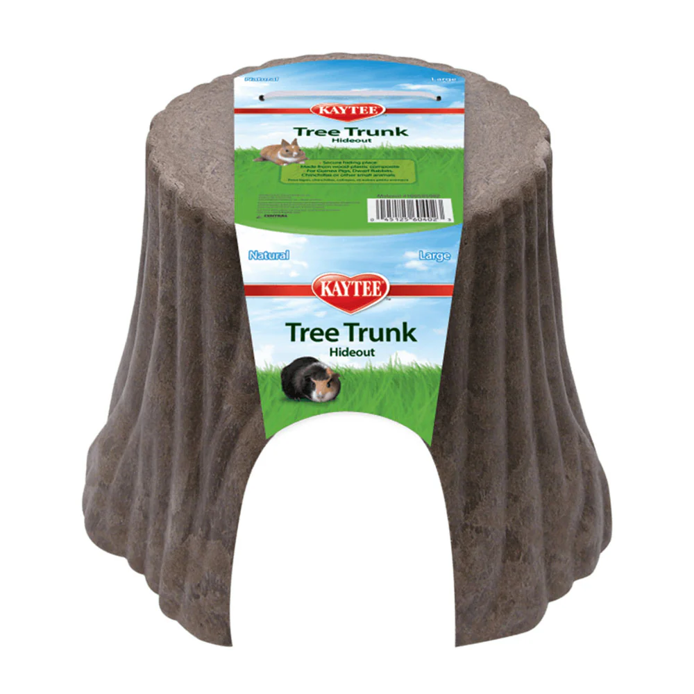 Kaytee Natural Tree Trunk Habitat Hideout for Pet Dwarf Rabbits, Guinea Pigs, Hamsters, and Chinchillas, Large