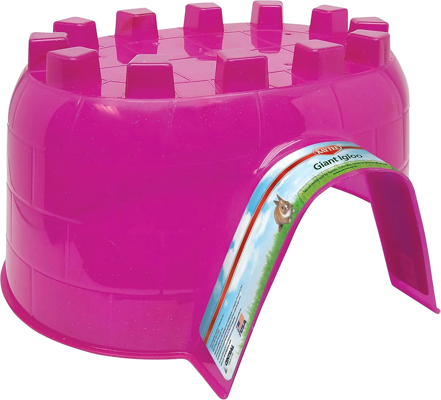 Kaytee Igloo Habitat Hideout For Pet Rabbits, Ferrets, Guinea Pigs, and Other Small Animals, Giant