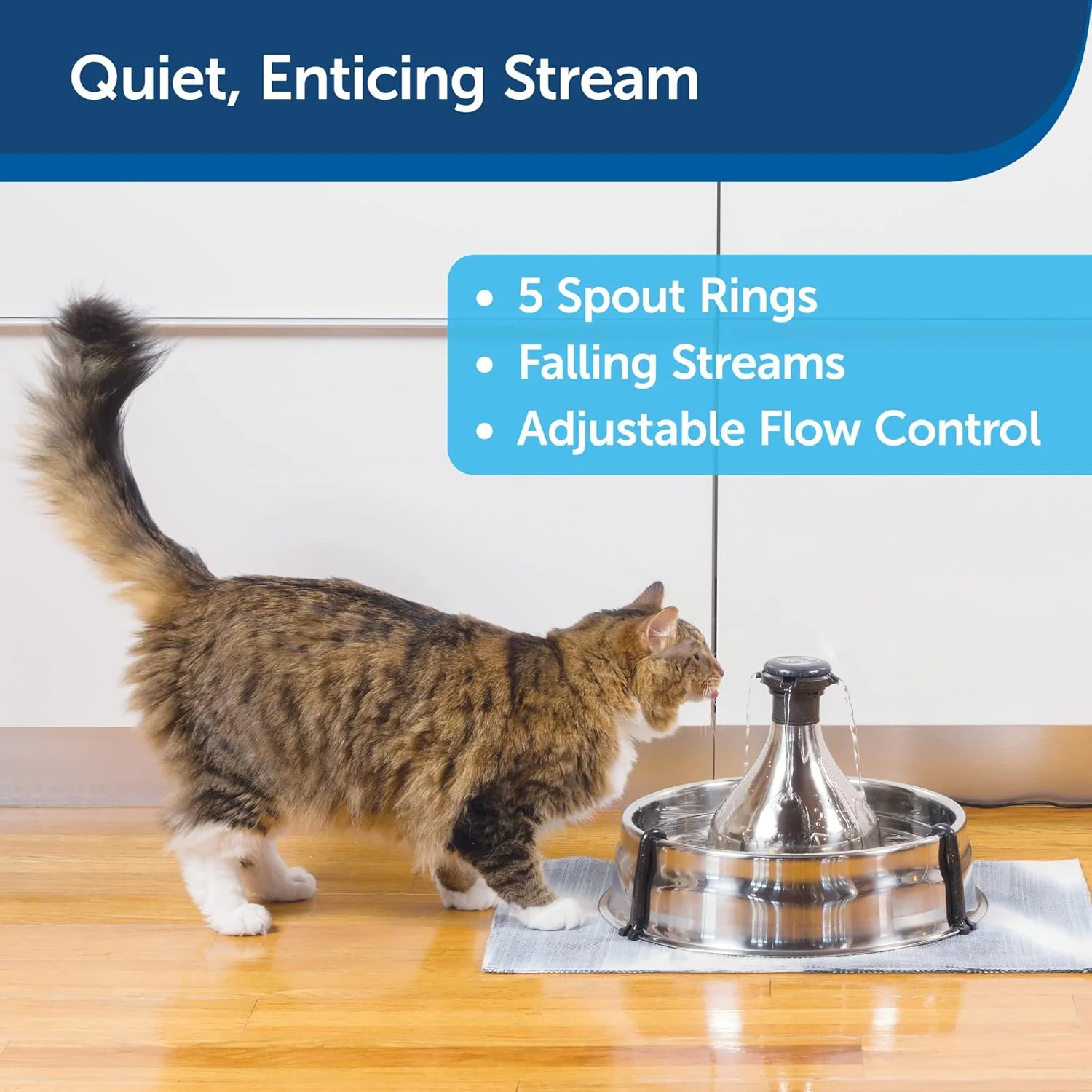 PetSafe Drinkwell Stainless Steel 360 Multiple Pet Fountain - Scratch and Rust Resistant Automatic Water Dispenser for Cats or Dogs - Adjustable Flow Control - 128 Ounce (3.8 Liter) - Filters Included - Image 3