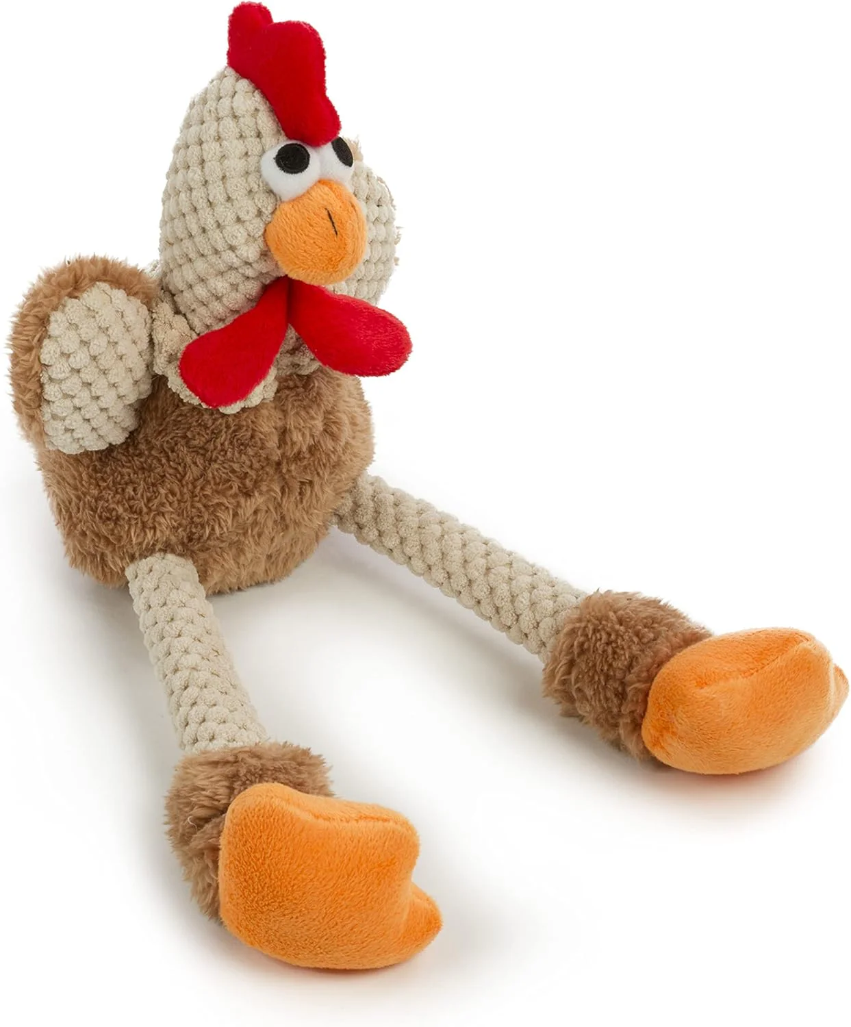 goDog Checkers Skinny Rooster Squeaky Plush Dog Toy, Chew Guard Technology - Brown - Image 11