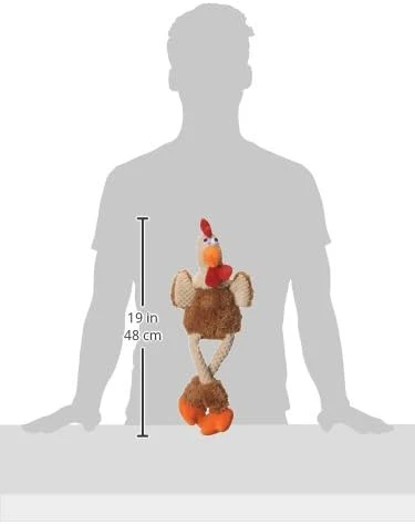 goDog Checkers Skinny Rooster Squeaky Plush Dog Toy, Chew Guard Technology - Brown - Image 3
