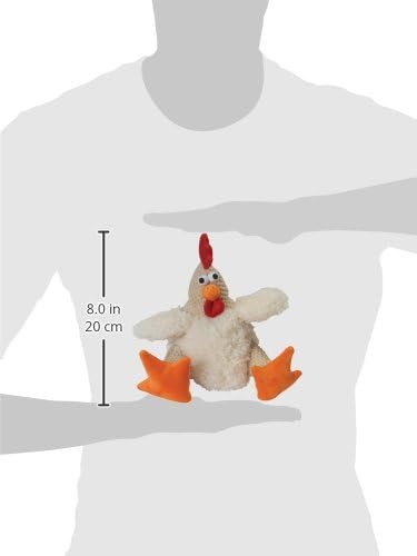 goDog Checkers Fat Rooster Squeaky Plush Dog Toy, Chew Guard Technology - White - Image 3