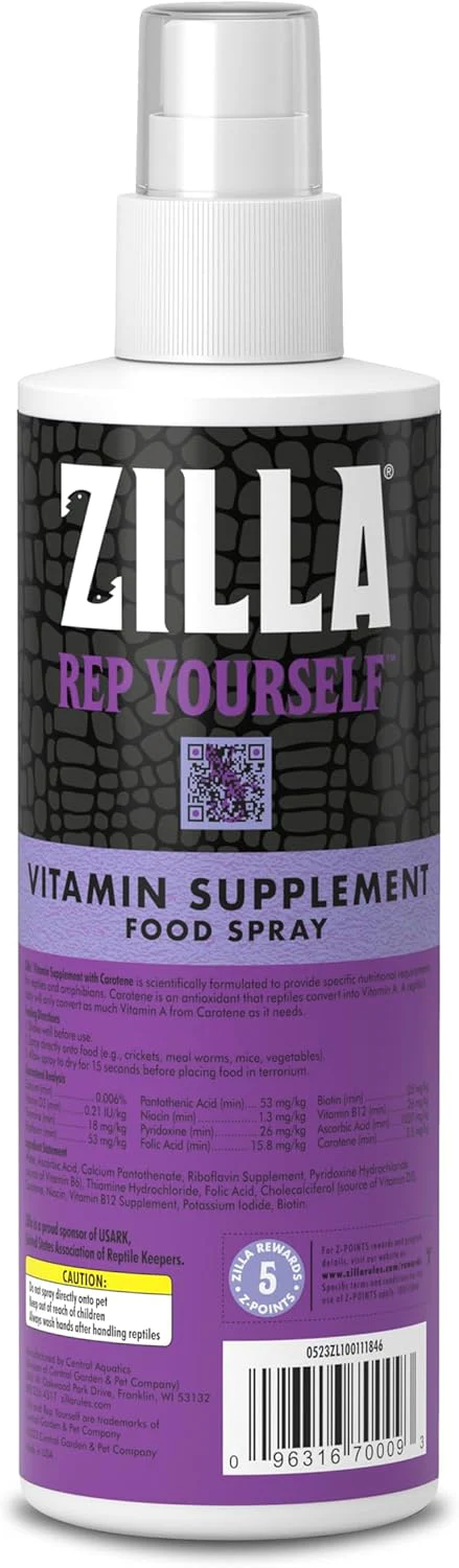Zilla Vitamin Supplement Food Spray, with Carotene, Spray-on Multivitamin Supplement for Reptiles - Image 6