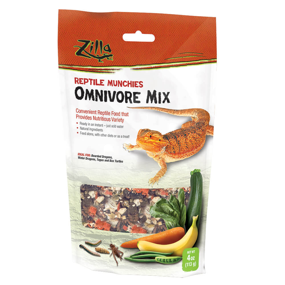 Zilla Reptile Munchies, Omnivore Mix, Dehydrated and Sun Dried Vegetables and Insects, 4 Ounces