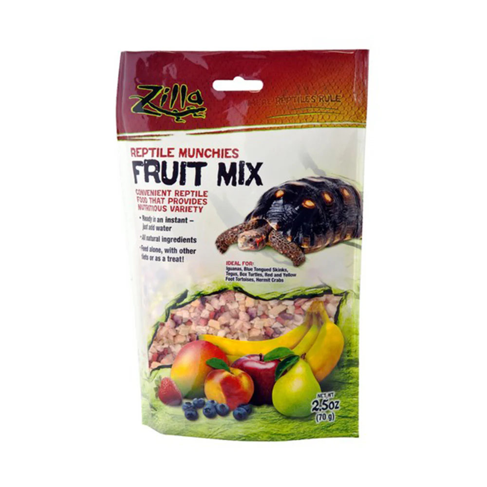 Zilla Reptile Food Munchies Fruit Mix for Pet Iguanas, Skinks, Tegus, Box Turtles, Tortoises & Hermit Crabs, 2.5 Ounce