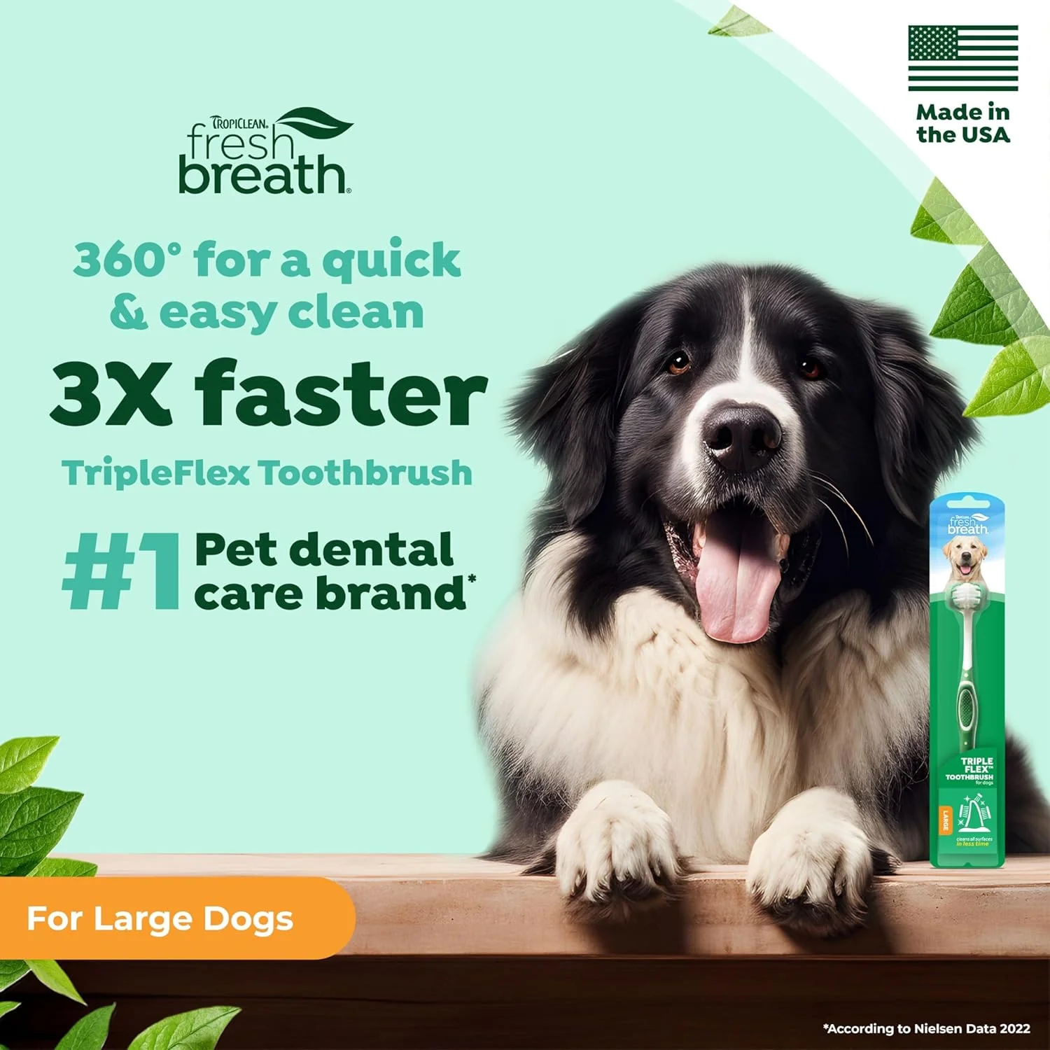 TropiClean Fresh Breath TripleFlex Toothbrush for Large Dogs  | 360-Degree Toothbrush | - Image 2