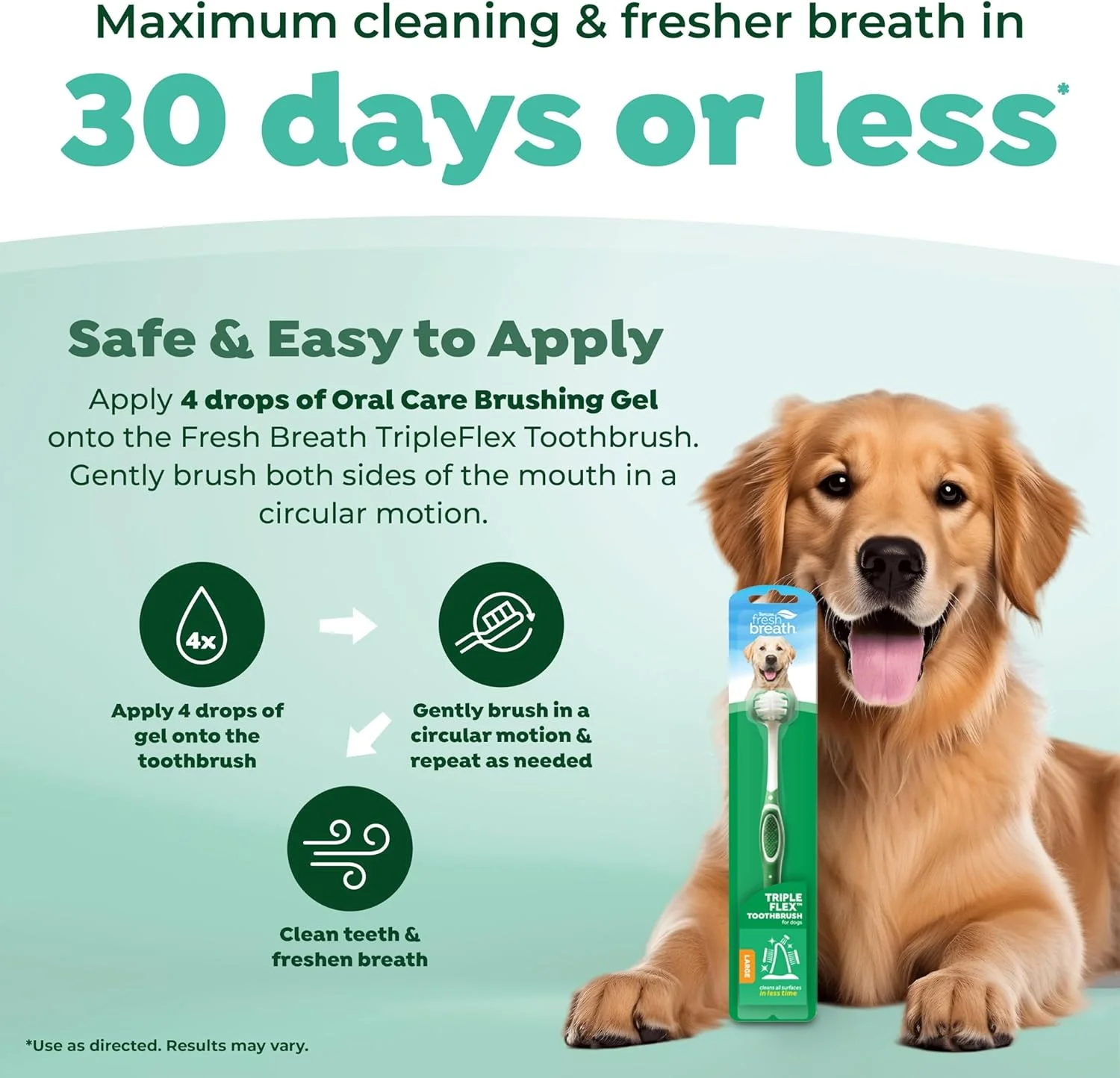 TropiClean Fresh Breath TripleFlex Toothbrush for Large Dogs  | 360-Degree Toothbrush | - Image 3