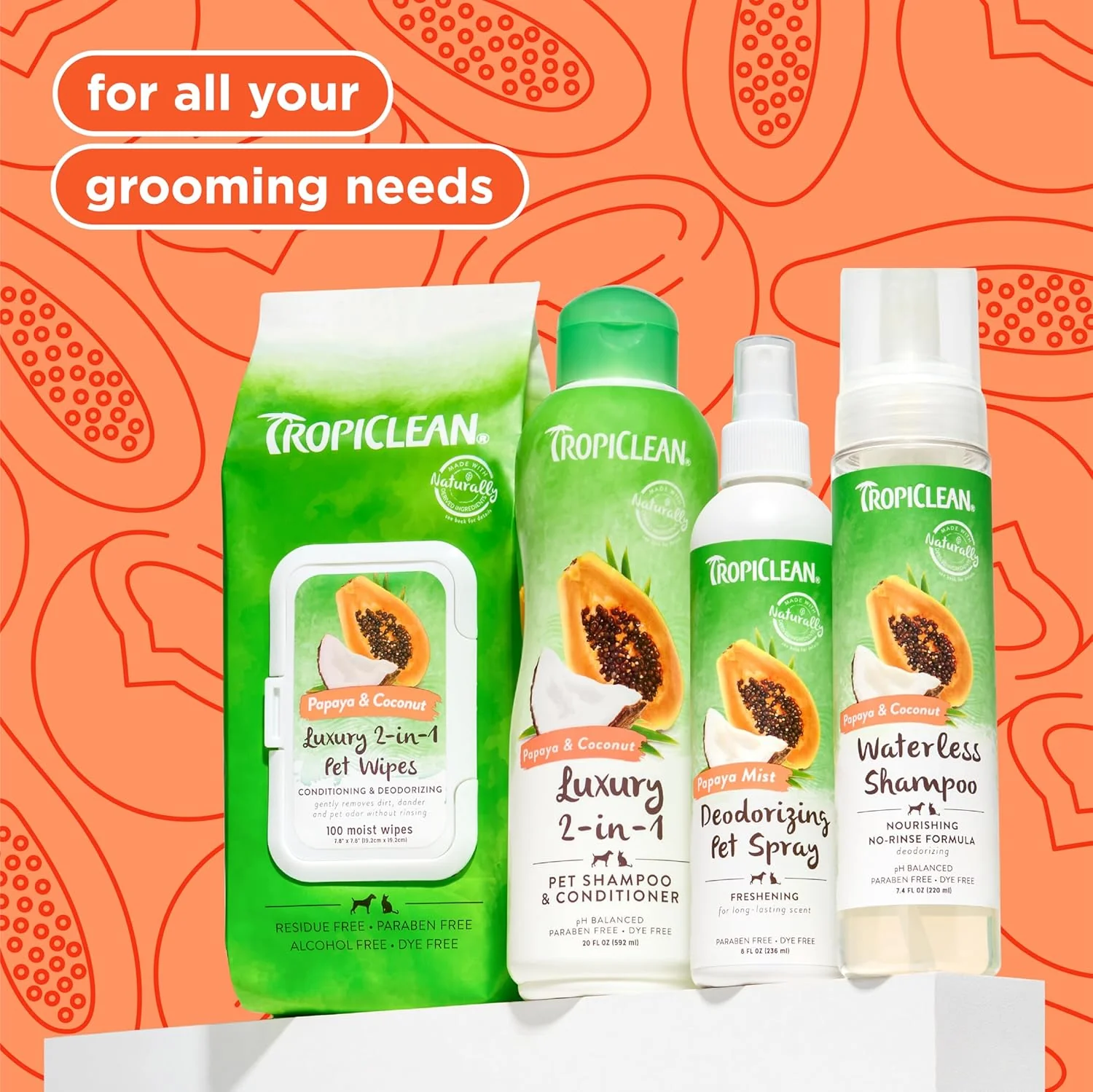 TropiClean 2-in-1 Dog Shampoo and Conditioner, Moisturizing Dog Detangler, Puppy Safe, Made in the USA, Papaya Scent, Cat & Kitten Safe 20 oz - Image 2