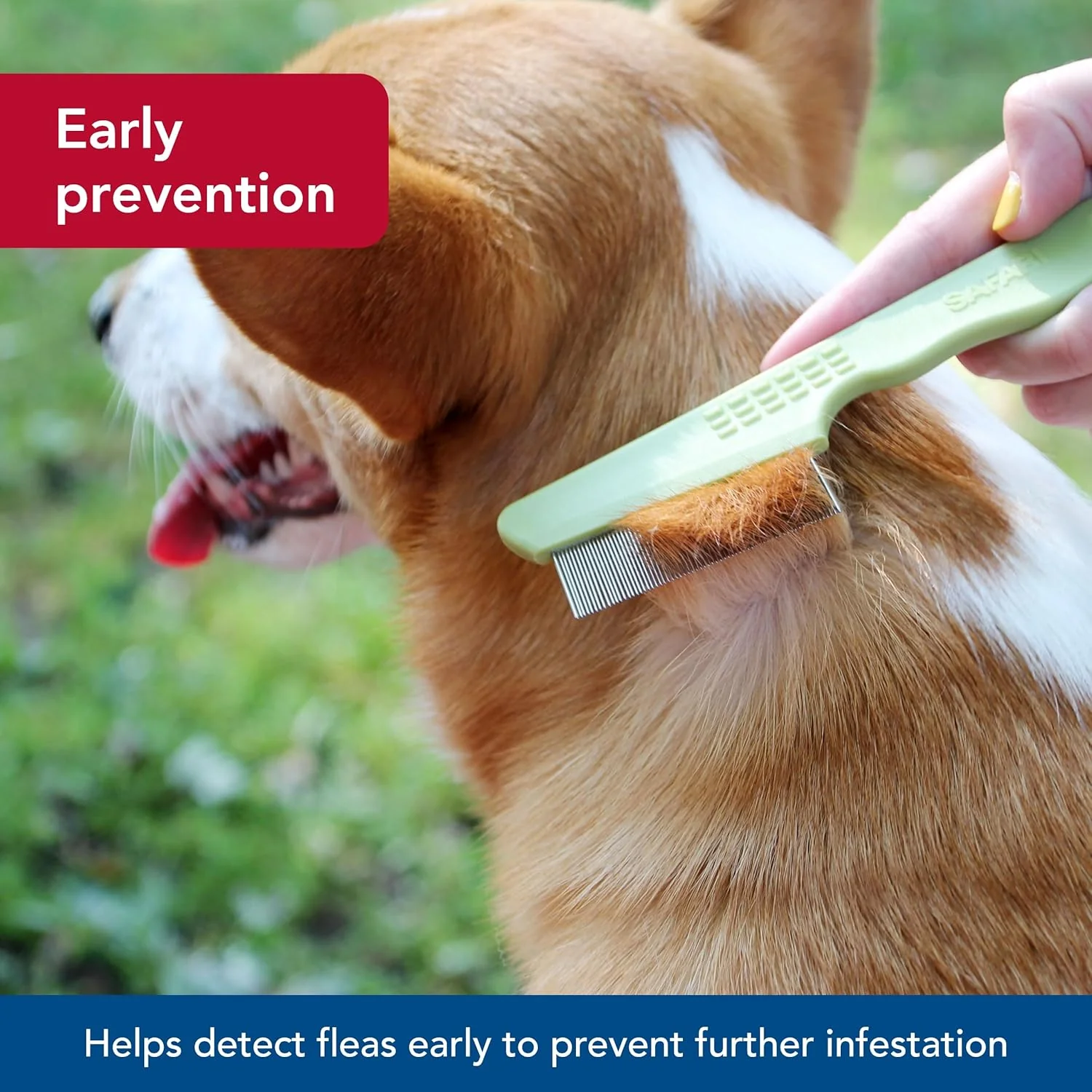 Coastal Pet Safari Double Row Comb - Helps Dry Skin - For Flea Prevention and Detection in Pets with Short and Long Hair - Image 3