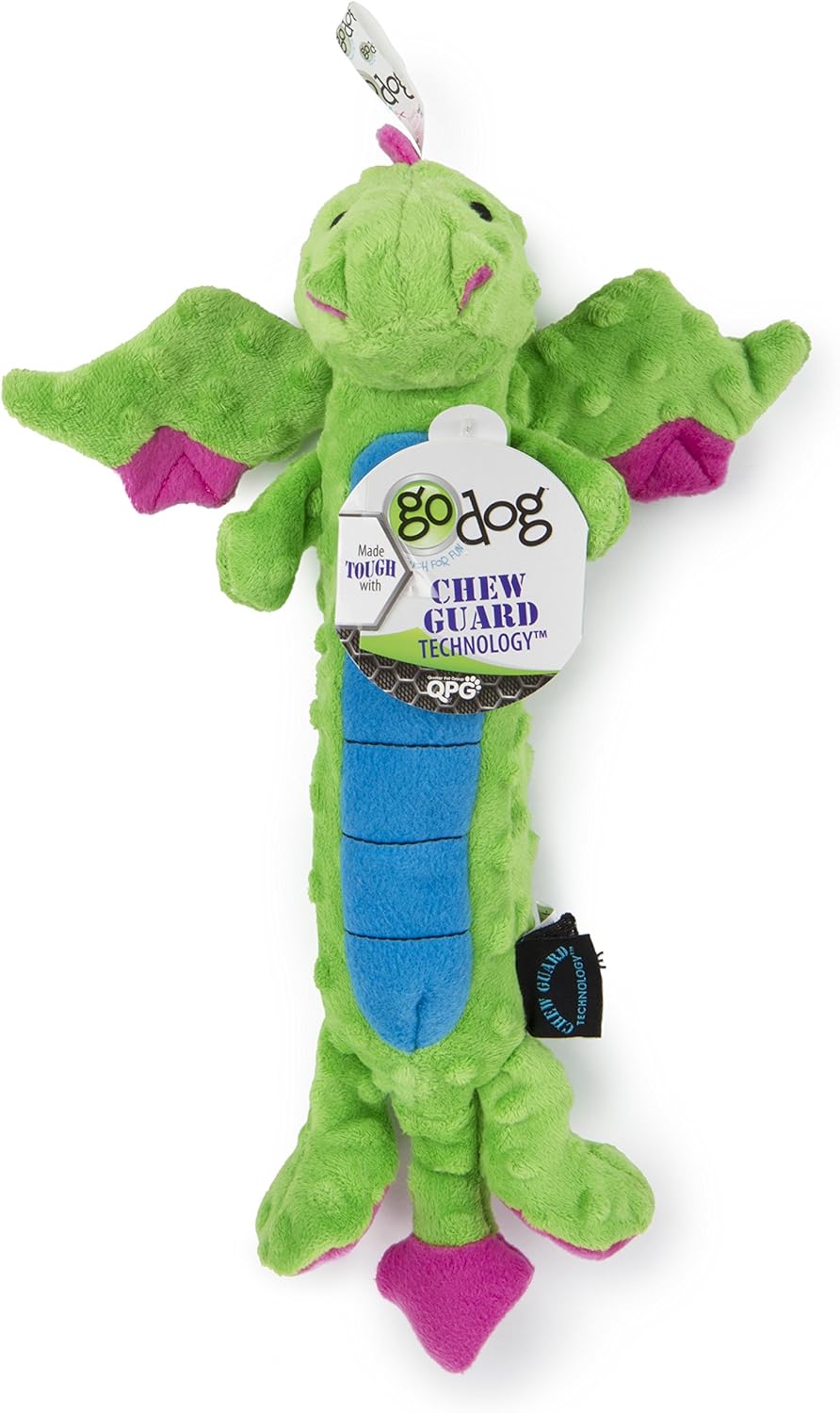 goDog Bubble Plush Skinny Dragons Squeaky Plush Dog Toy, Chew Guard Technology - Green - Image 6