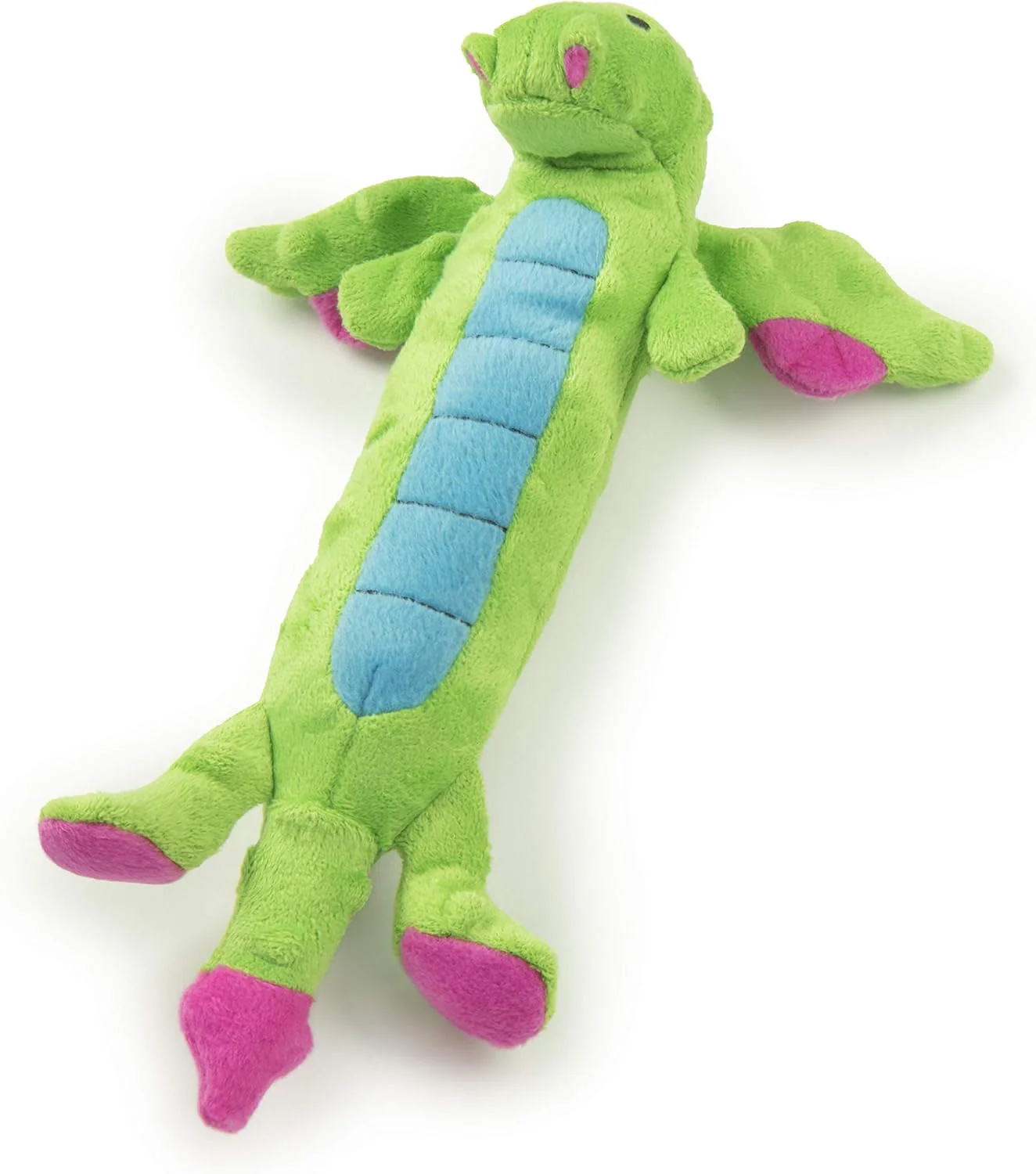 goDog Bubble Plush Skinny Dragons Squeaky Plush Dog Toy, Chew Guard Technology - Green - Image 2