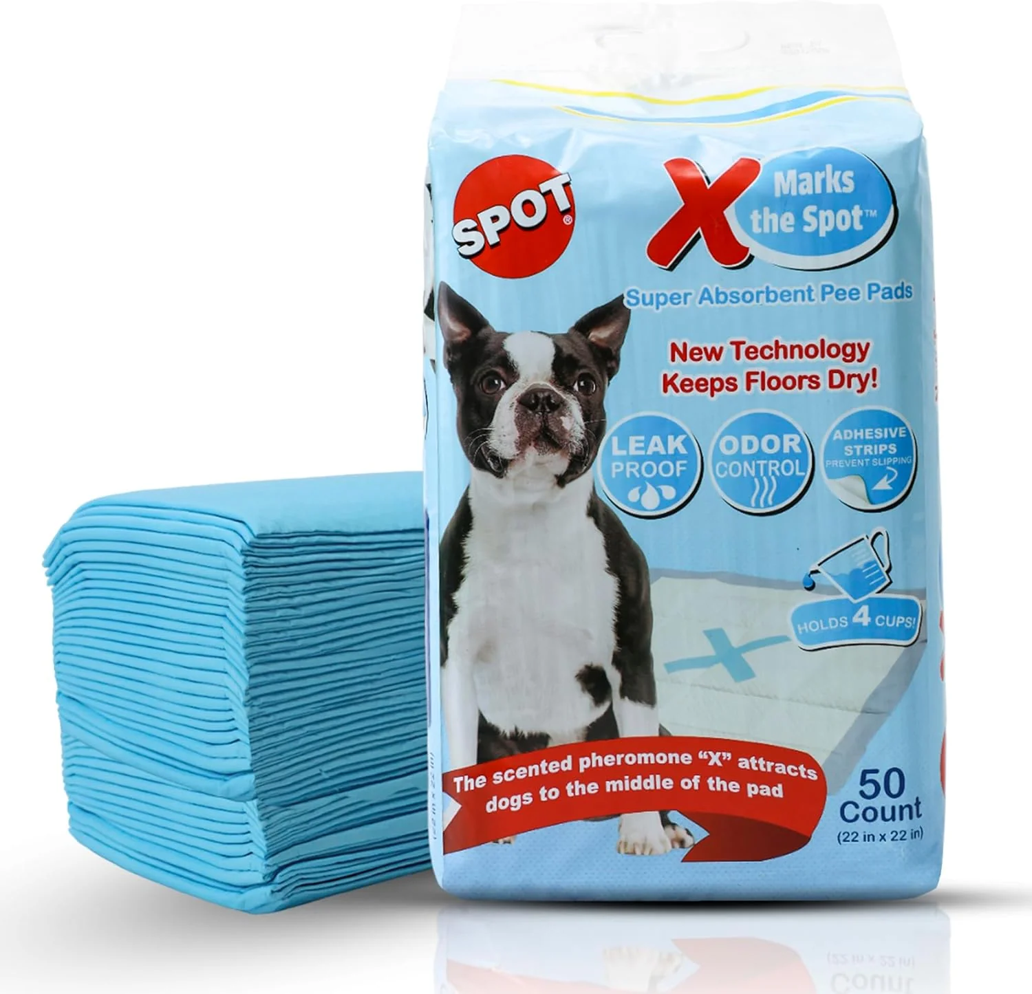 SPOT X Marks The Spot Extra Absorbent Puppy Pads with Adhesive Strips & Pheromones – Attracts Dogs to Center for Training & Potty - Image 4