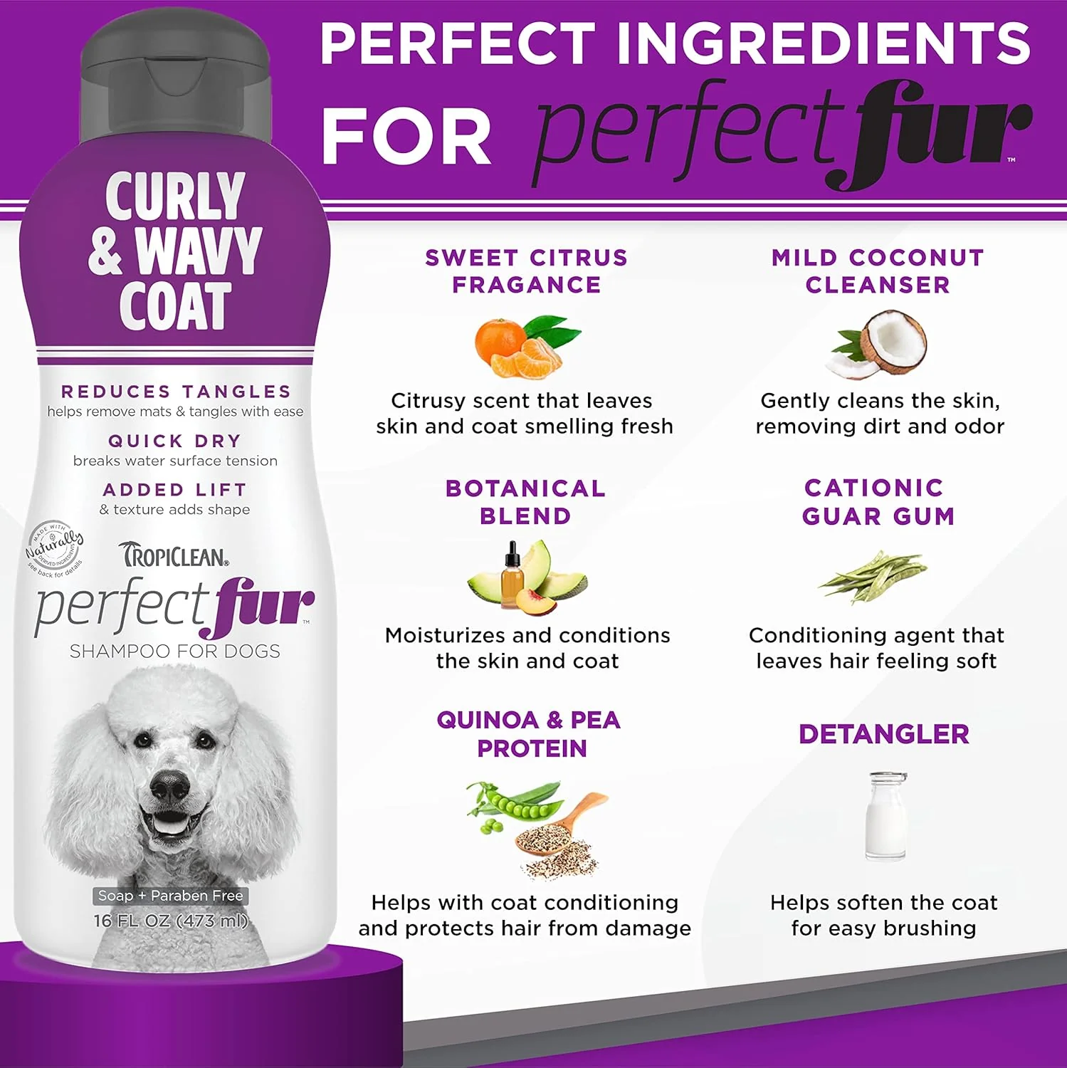 TropiClean Perfect Coat Shampoo for Dogs 16oz - Image 3