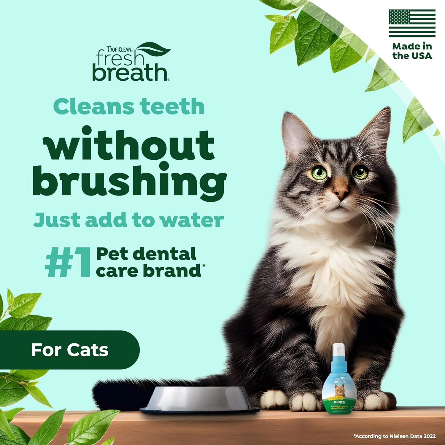 TropiClean Fresh Breath Drops for Cats Travel Size | Cat Mouthwash | Water Additive For Cats | Kitten Bad Breath Water Additive | Made in the USA | - Image 2