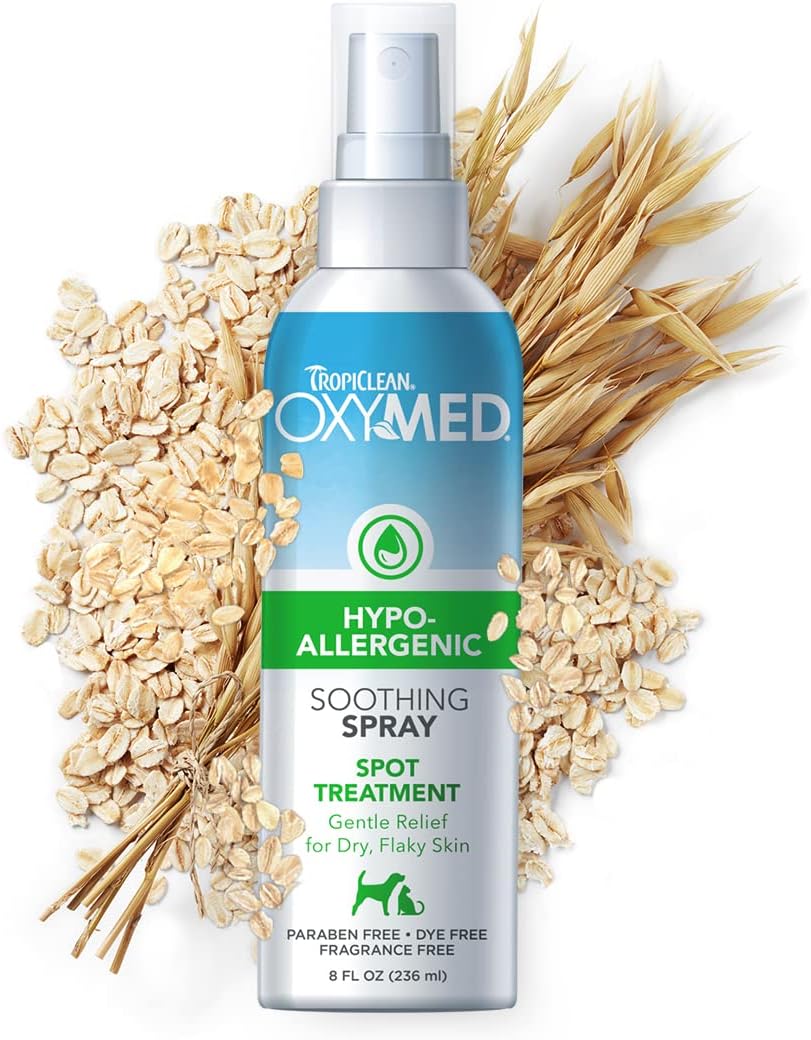 TropiClean OxyMed Hypoallergenic Hot Spot Treatment for Dogs, Dog Allergy Relief Spray,