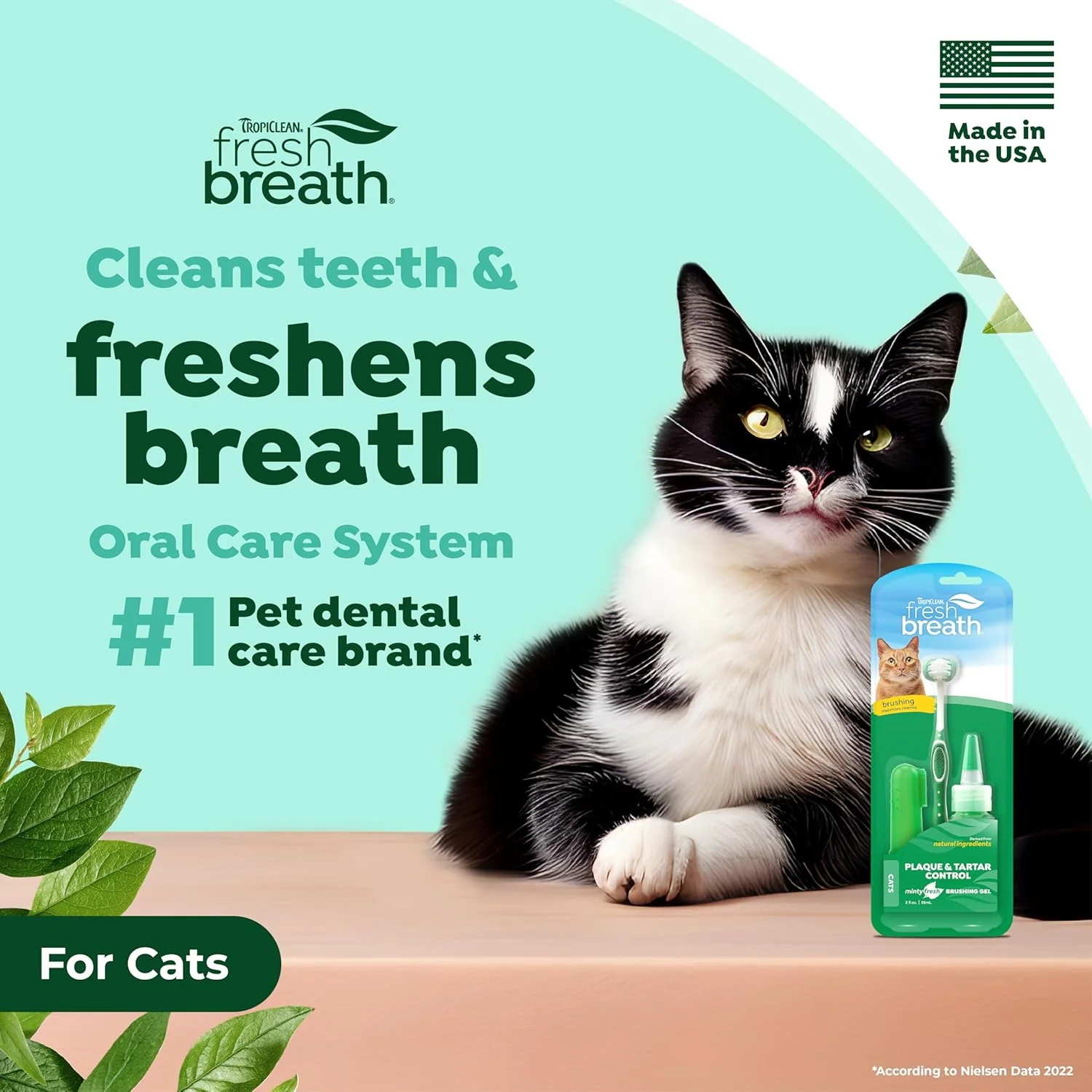 TropiClean Fresh Breath Toothbrush and Toothpaste Kit for Cats, Teeth Cleaning Kit for Plaque & Tartar Removal - Image 2