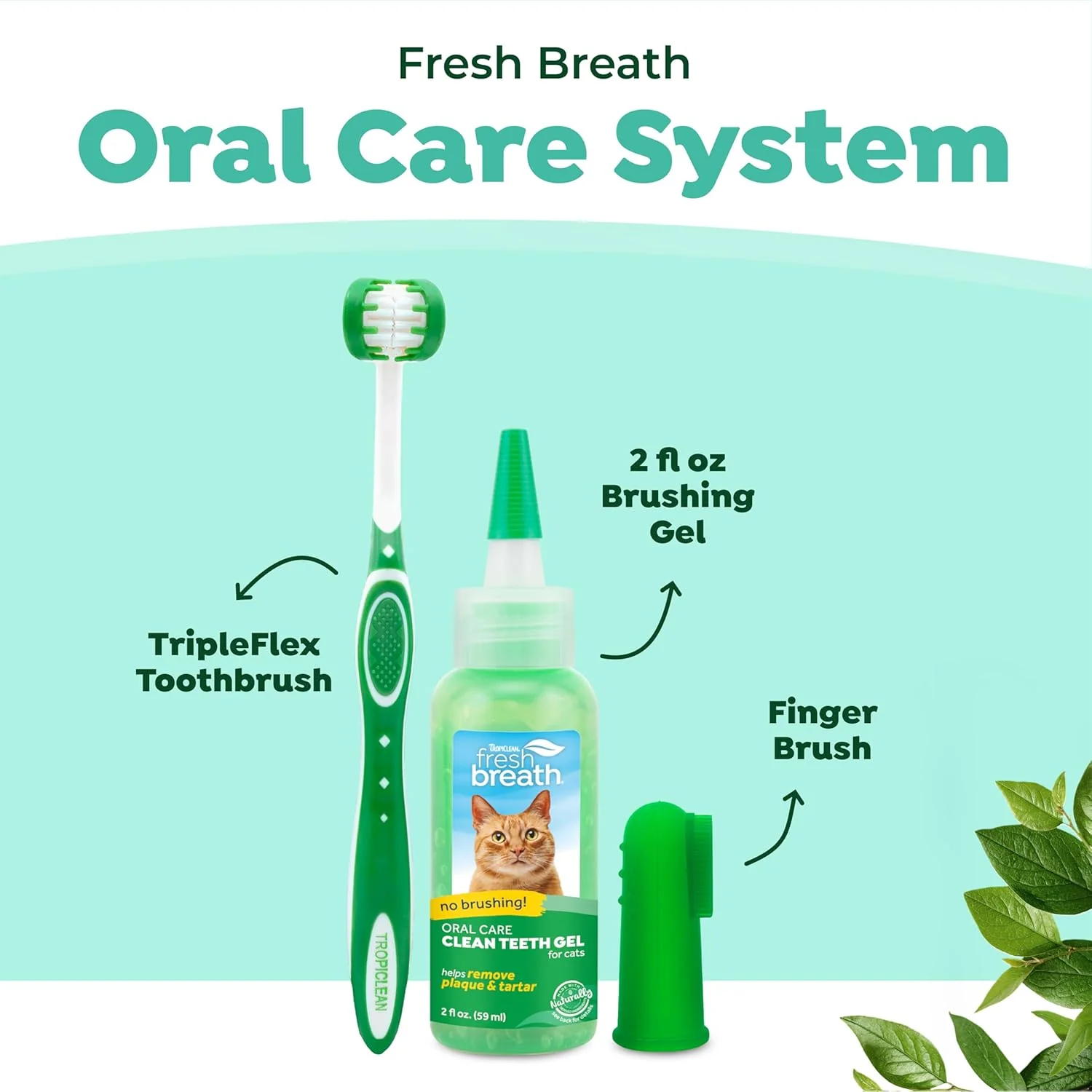 TropiClean Fresh Breath Toothbrush and Toothpaste Kit for Cats, Teeth Cleaning Kit for Plaque & Tartar Removal - Image 3