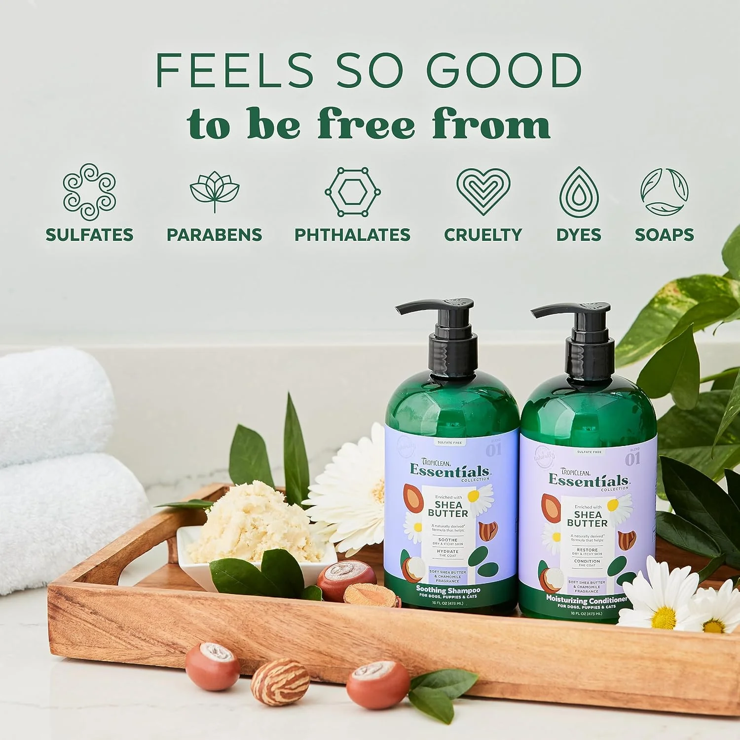 TropiClean Essentials Shea Butter Shampoo for Dogs | Puppies & Cats | Soothe Dry & Itchy Skin | - Image 4