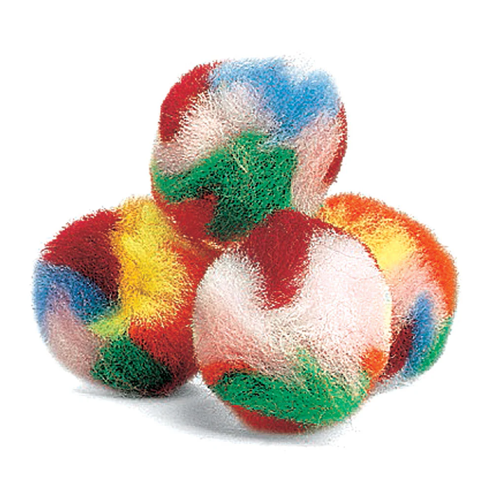 Ethical SPOT Kitty Yarn Puffs Colorful Woolen Yarn Cat Toy Contains Catnip 1.5" Pack of 4 Pet