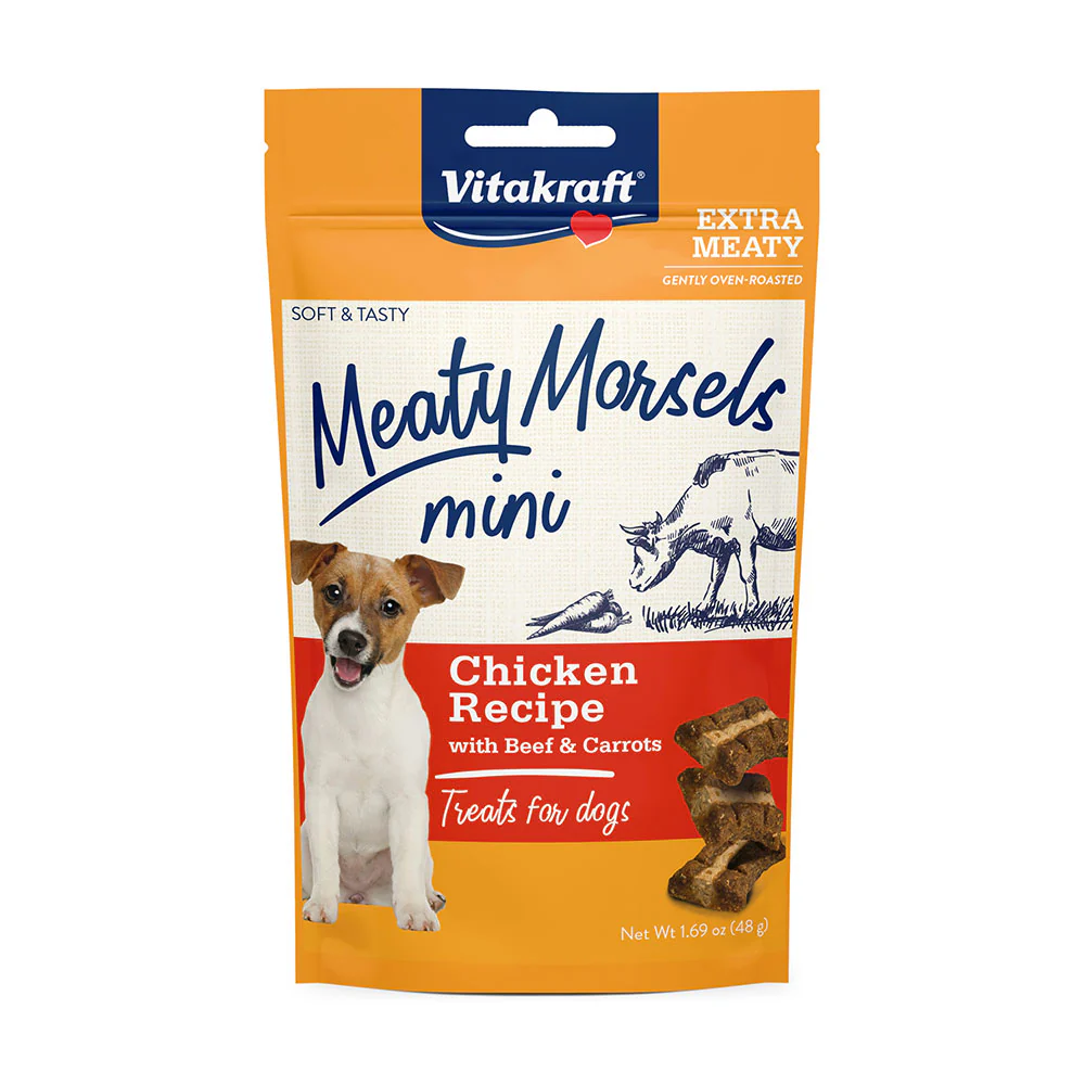 Vitakraft Meaty Morsels Mini Treats for Dogs - Chicken with Beef and Carrots - Super Soft Dog Treats for Training