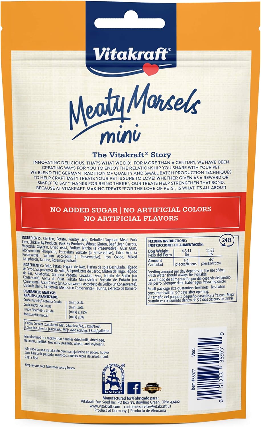 Vitakraft Meaty Morsels Mini Treats for Dogs - Chicken with Beef and Carrots - Super Soft Dog Treats for Training - Image 2