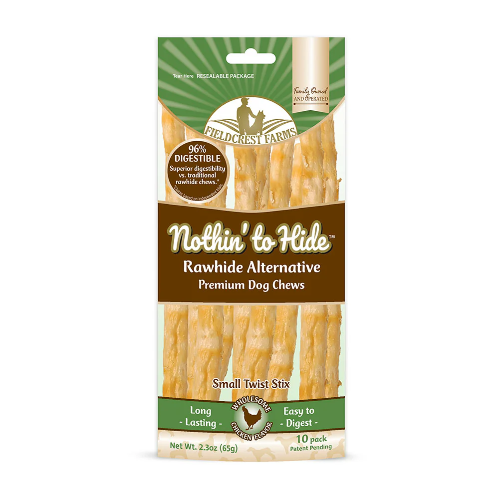 Fieldcrest Farms Nothing to Hide Natural Rawhide Alternative Small Twist Stix for Dogs - (10 Sticks) All Natural Easily Digestible Chews for All Breed Dogs - Great for Dental Health