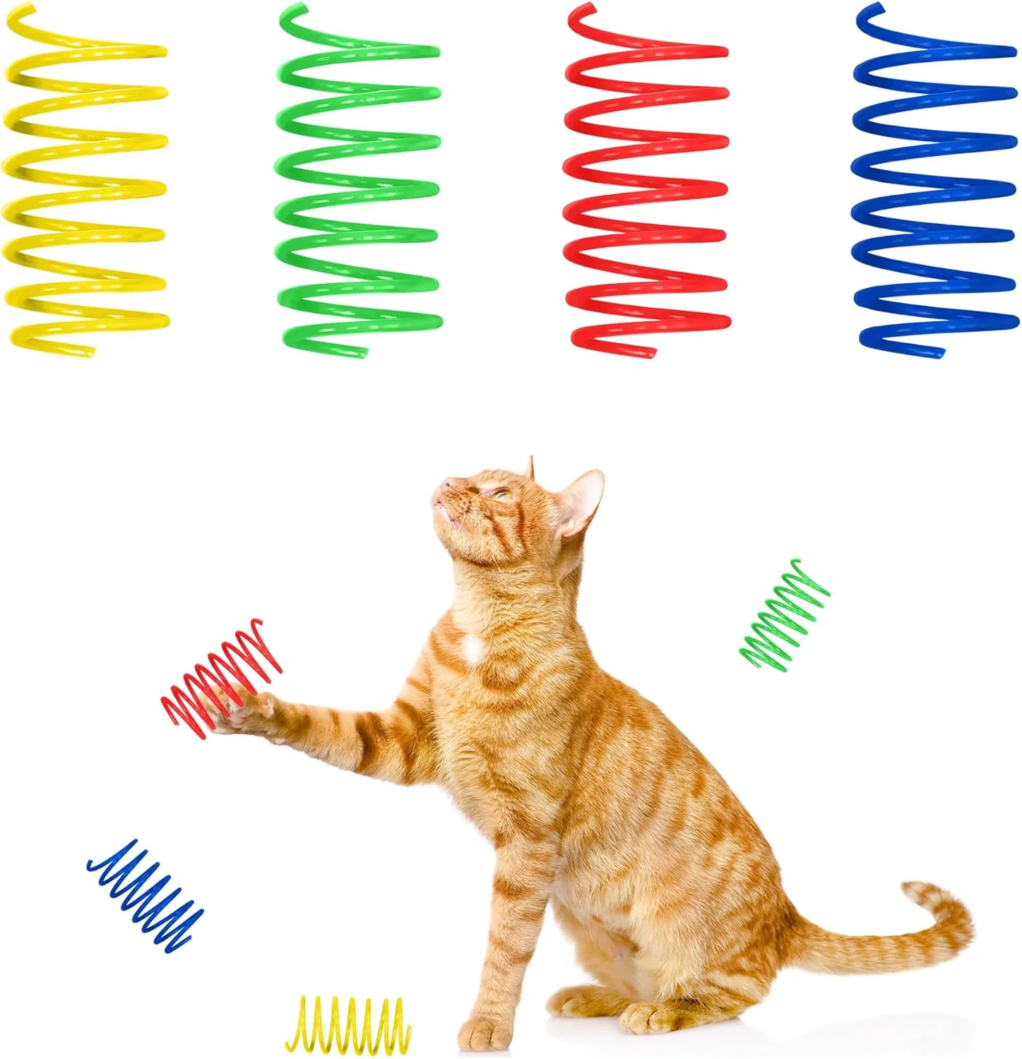 SPOT Thin Colorful Springs Cat Toy - Bouncy Toys for Medium Indoor Cat Breeds to Bite, Swat, Chase - Keeps Cats & Kittens Entertained for Hours - Includes Ten Wide Spiral Springs, Assorted Colors - Image 9