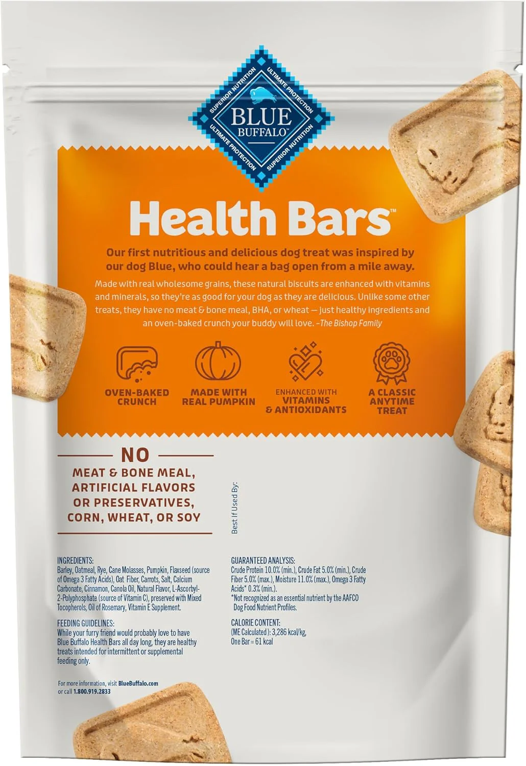 Blue Buffalo Health Bars Crunchy Dog Biscuits, Oven-Baked With Natural Ingredients, Pumpkin & Cinnamon - Image 3