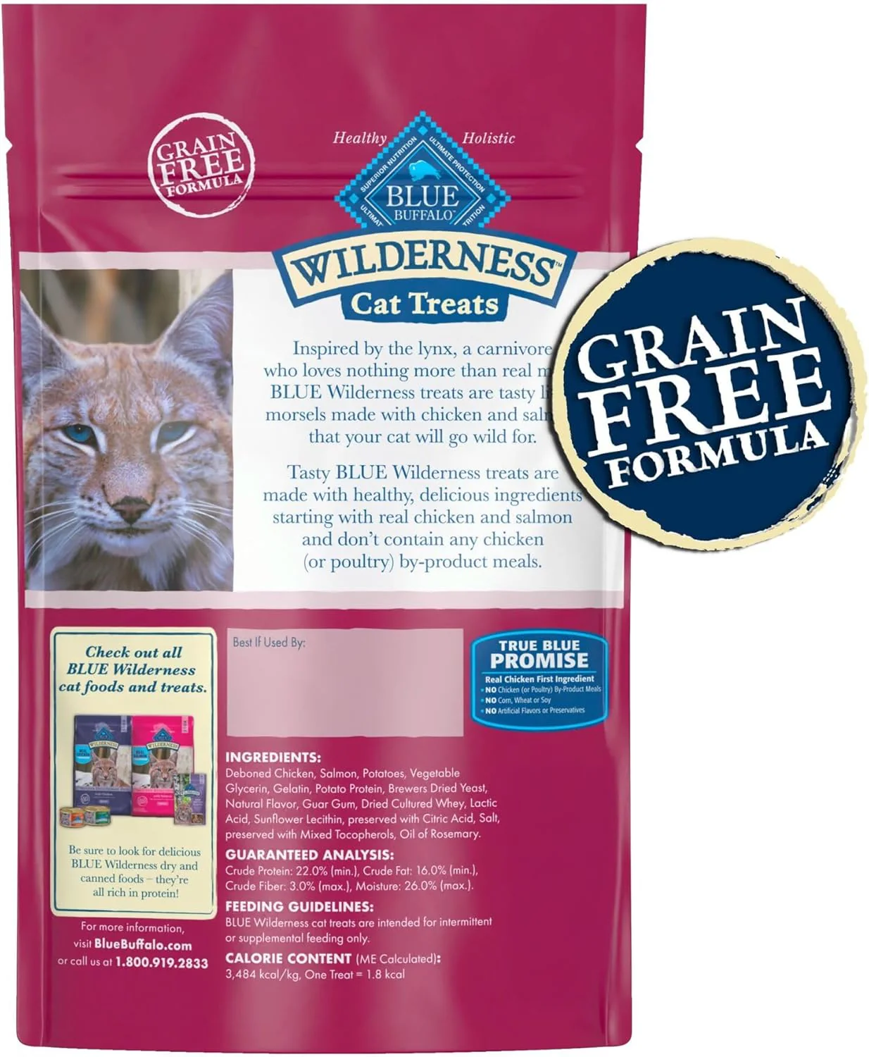 Blue Buffalo Wilderness Grain Free Soft-Moist Cat Treats, Chicken & Salmon - Image 2