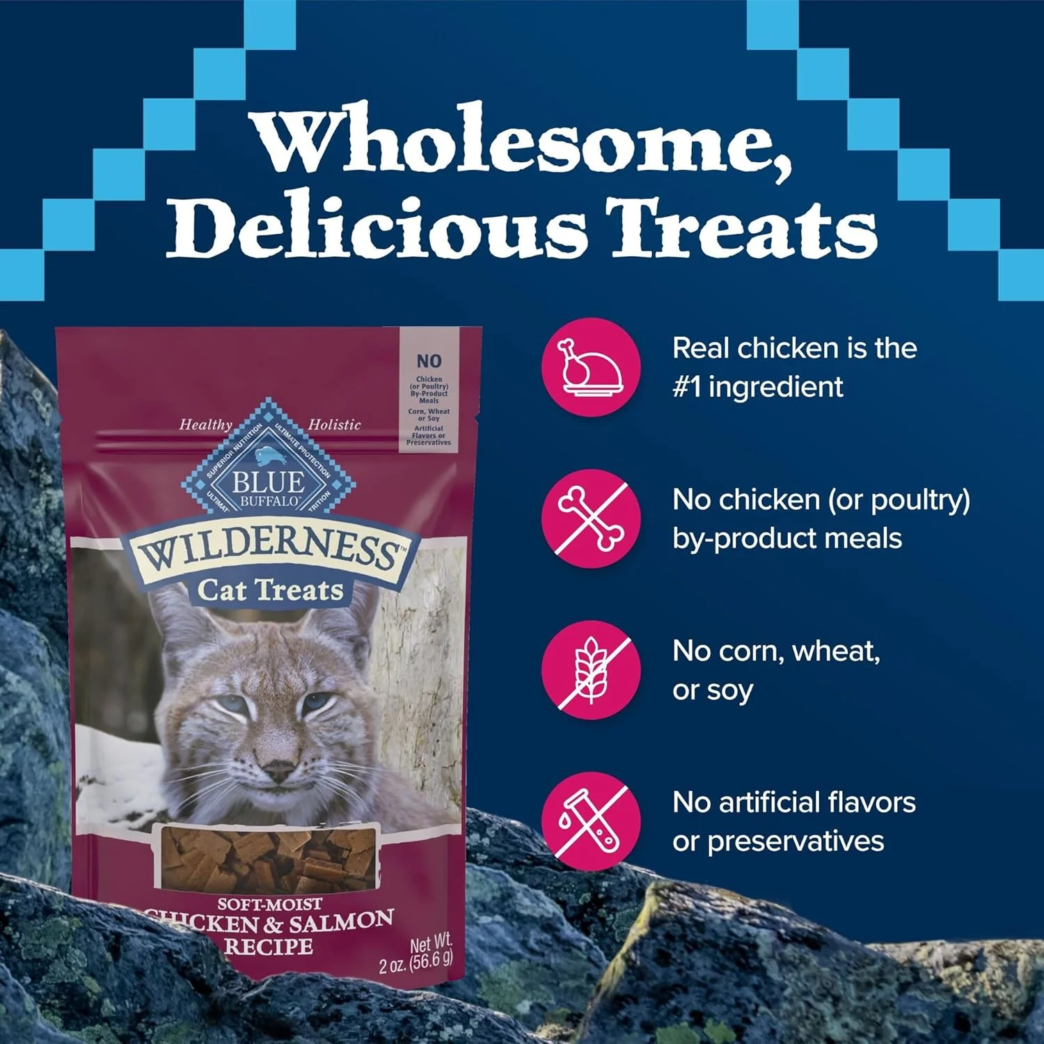 Blue Buffalo Wilderness Grain Free Soft-Moist Cat Treats, Chicken & Salmon - Image 8