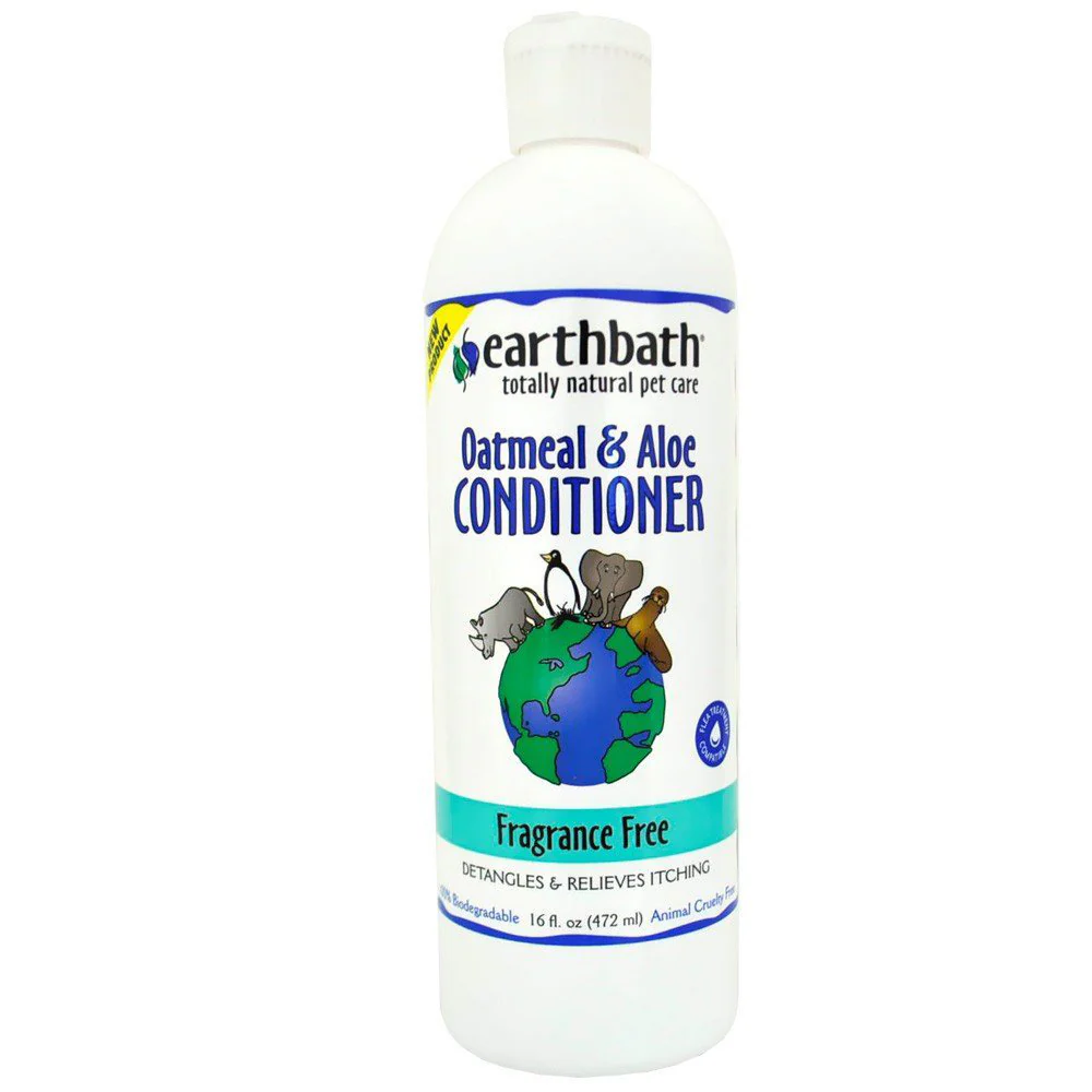 Earthbath Oatmeal & Aloe Dog Conditioner- Helps Allergies, Itching, & Dry Skin, Cruelty-Free Pet Conditioners, Fragrance-Free Dog Wash- 16 oz (1 Pack)