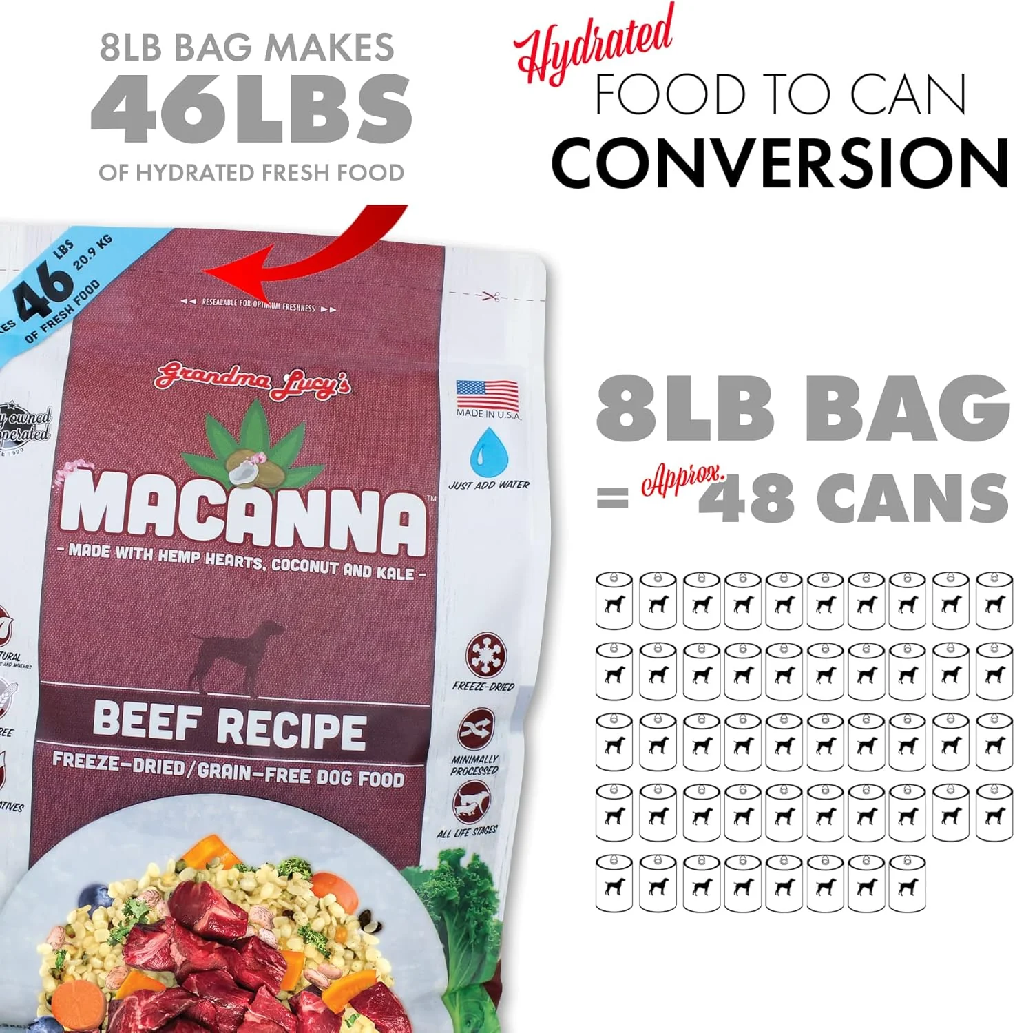 Grandma Lucy’s® Macanna™ Freeze Dried Grain Free Beef Recipe Dog Food - Image 3