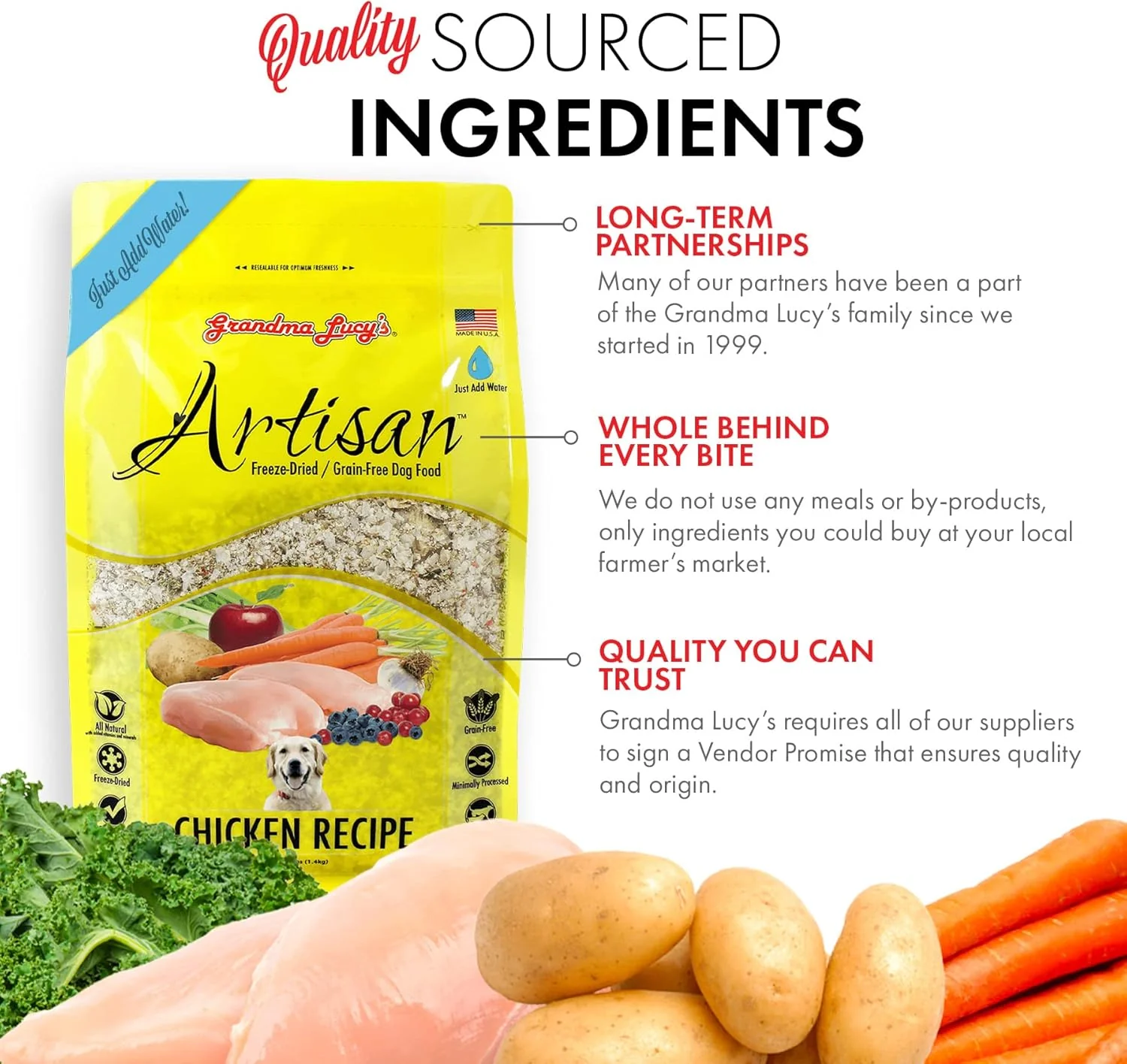 Grandma Lucy’s® Artisan™ Freeze Dried Grain Free Chicken Recipe Dog Food - Image 6