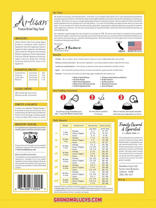 Grandma Lucy’s® Artisan™ Freeze Dried Grain Free Chicken Recipe Dog Food - Image 7