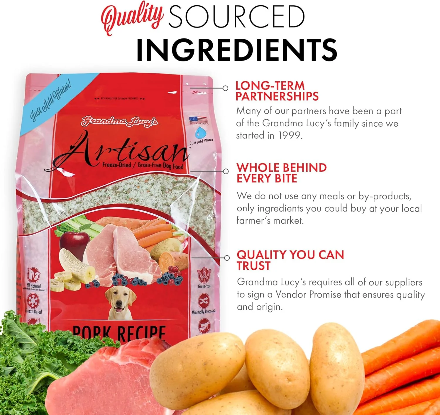 Grandma Lucy’s® Artisan™ Freeze Dried Grain Free Pork Recipe Dog Food - Image 6
