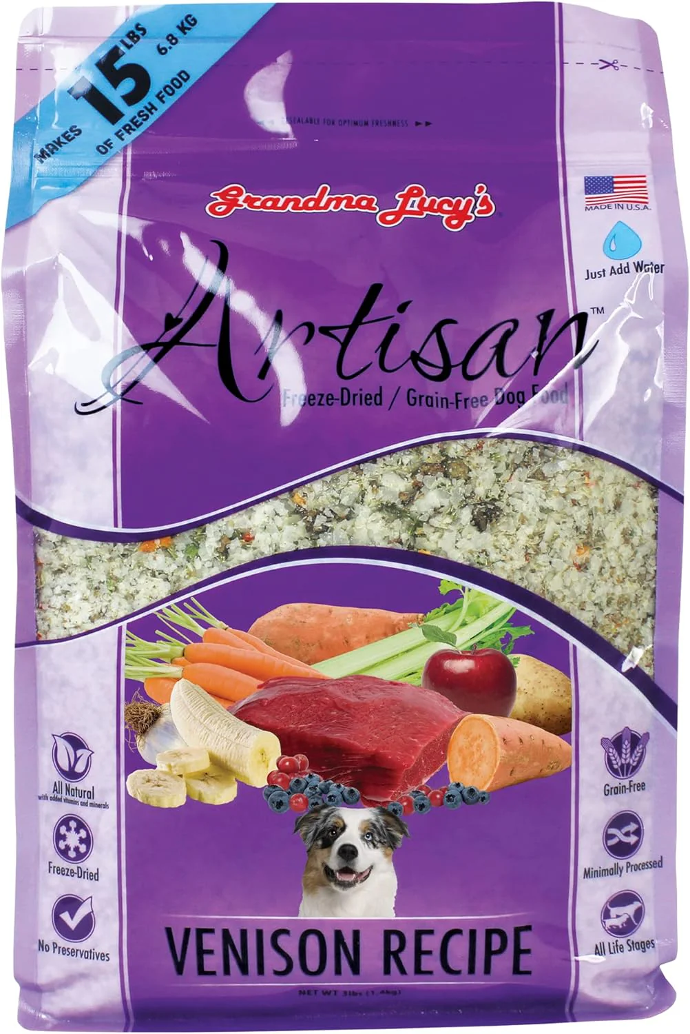 Grandma Lucy’s® Artisan™ Freeze Dried Grain Free Venison Recipe Dog Food