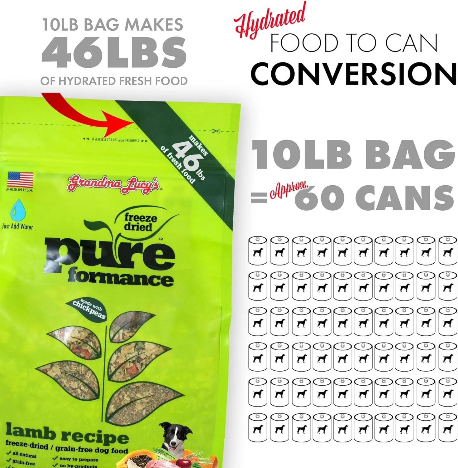 Grandma Lucy’s® Pureformance™ Freeze Dried Grain Free Lamb Recipe Dog Food - Image 5