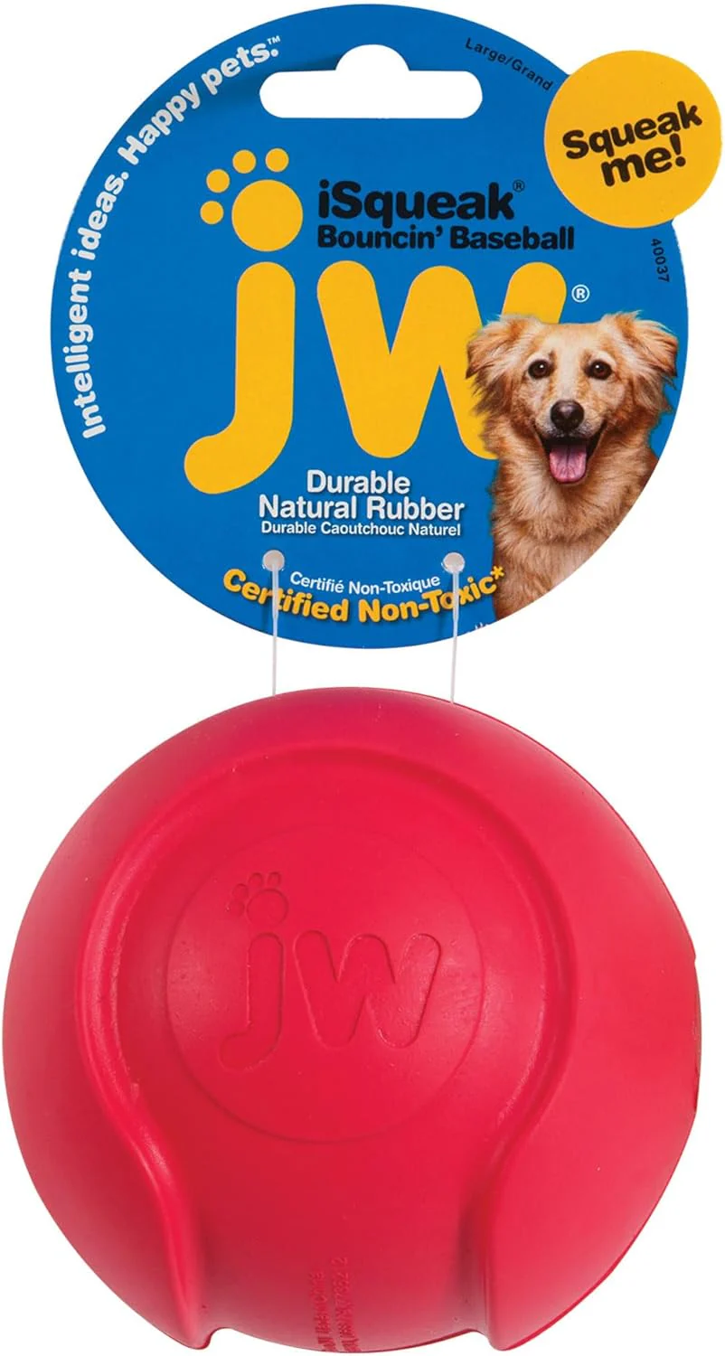JW Pet Company iSqueak Bouncin' Baseball Dog Toy - Image 2