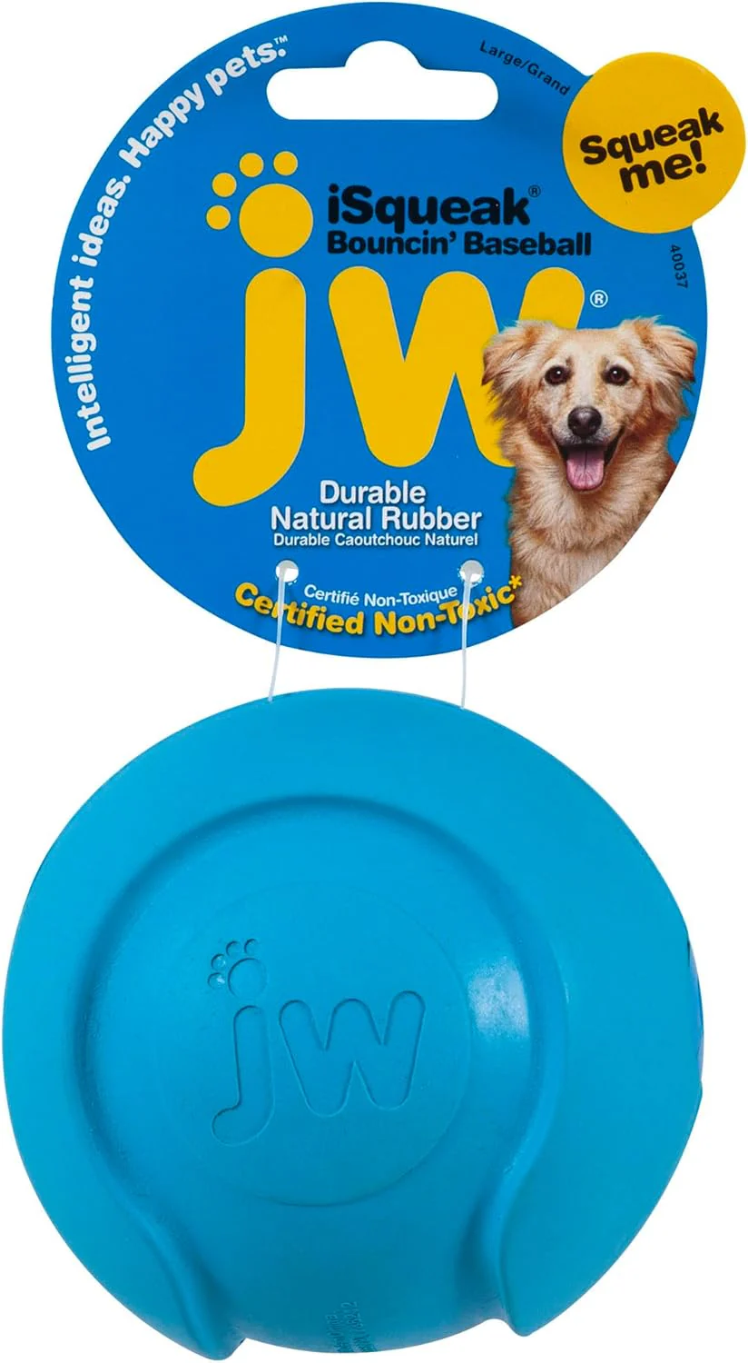 JW Pet Company iSqueak Bouncin' Baseball Dog Toy - Image 3