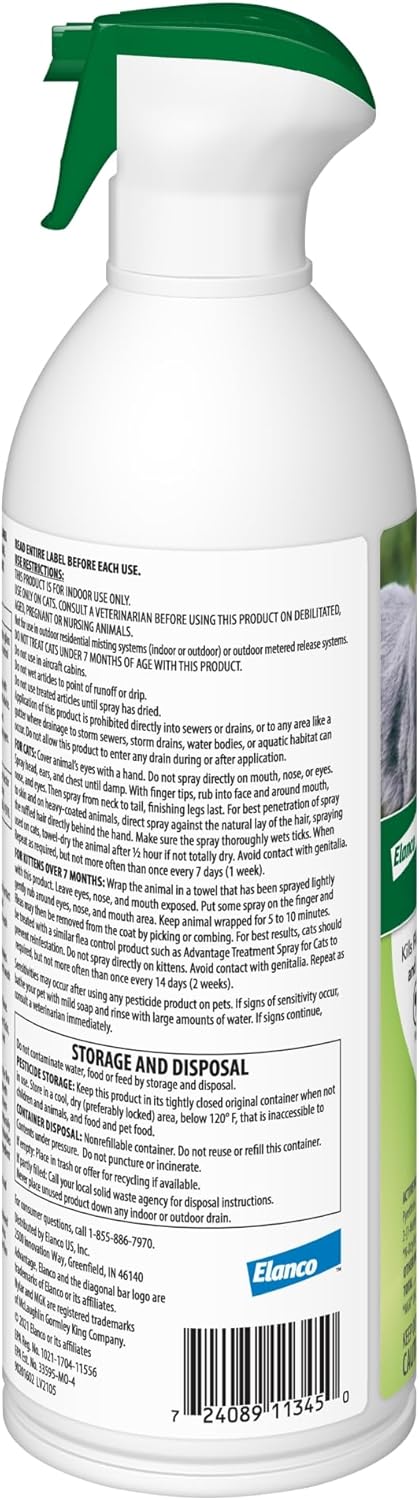 Advantage Cat Flea Treatment Spray | Kills Fleas & Ticks | Cat Flea Spray | 8 oz. - Image 2