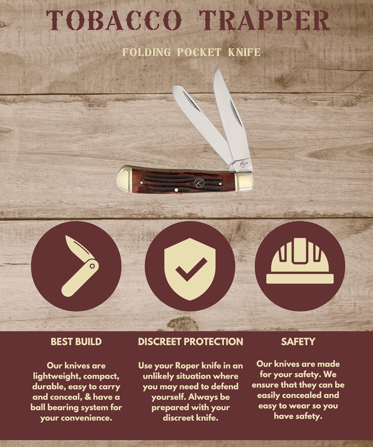 American Buffalo® Tobacco Jigged Brown Trapper Knife - Image 3