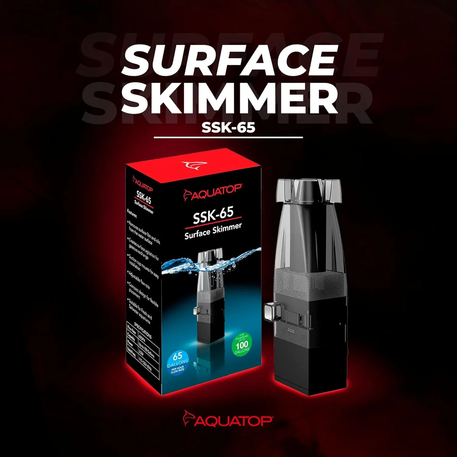 Aquarium Surface Skimmer 65 GPH Flow Rate – Efficient Waste Removal – Ideal for Tanks Up to 100 Gallons – Ideal for Freshwater & Saltwater Compatible - Image 2