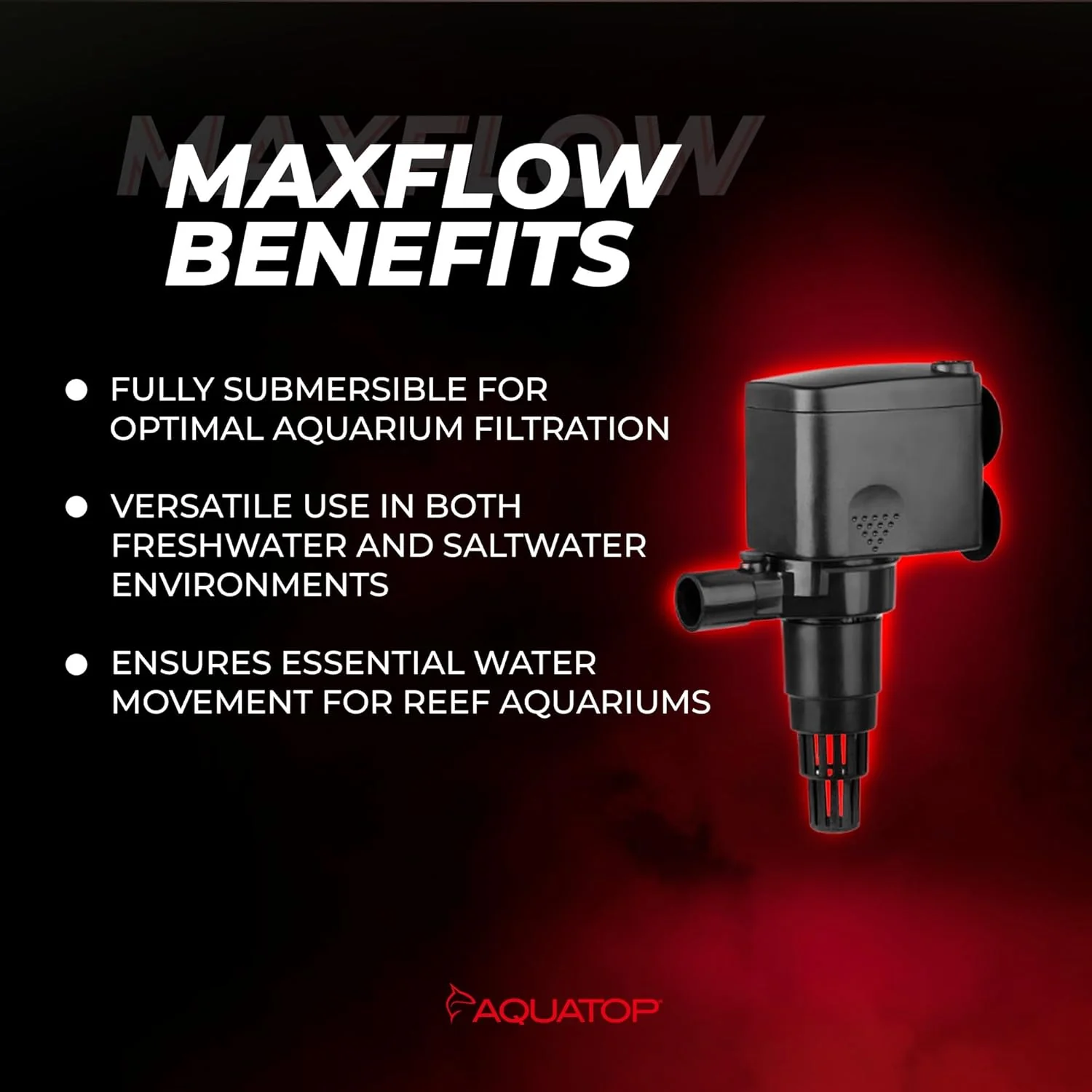 Aquatop MaxFlow Submersible Aquarium Power Head - Ideal for Freshwater and Saltwater Environments - High-Impact ABS for Durability - Image 3