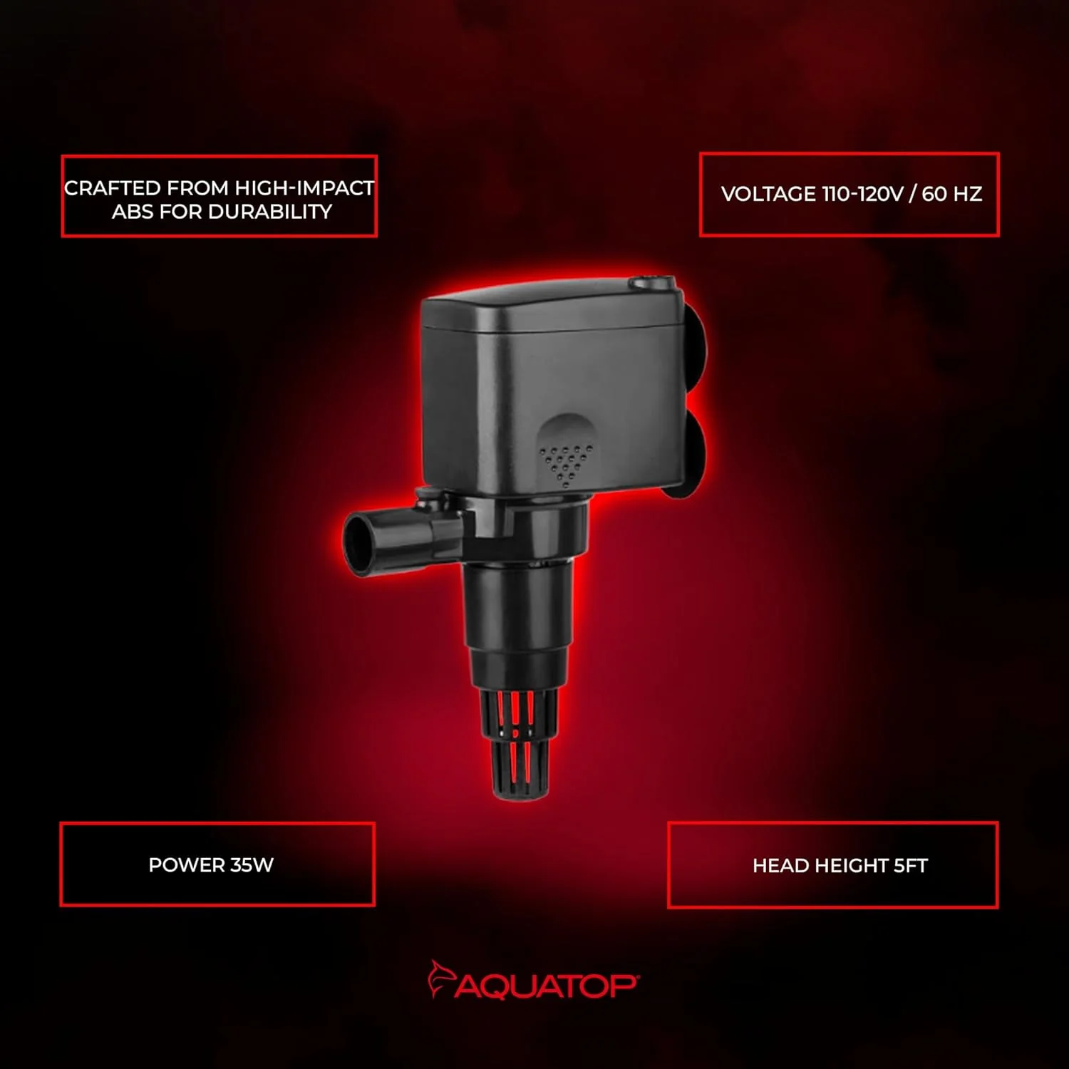 Aquatop MaxFlow Submersible Aquarium Power Head - Ideal for Freshwater and Saltwater Environments - High-Impact ABS for Durability - Image 4