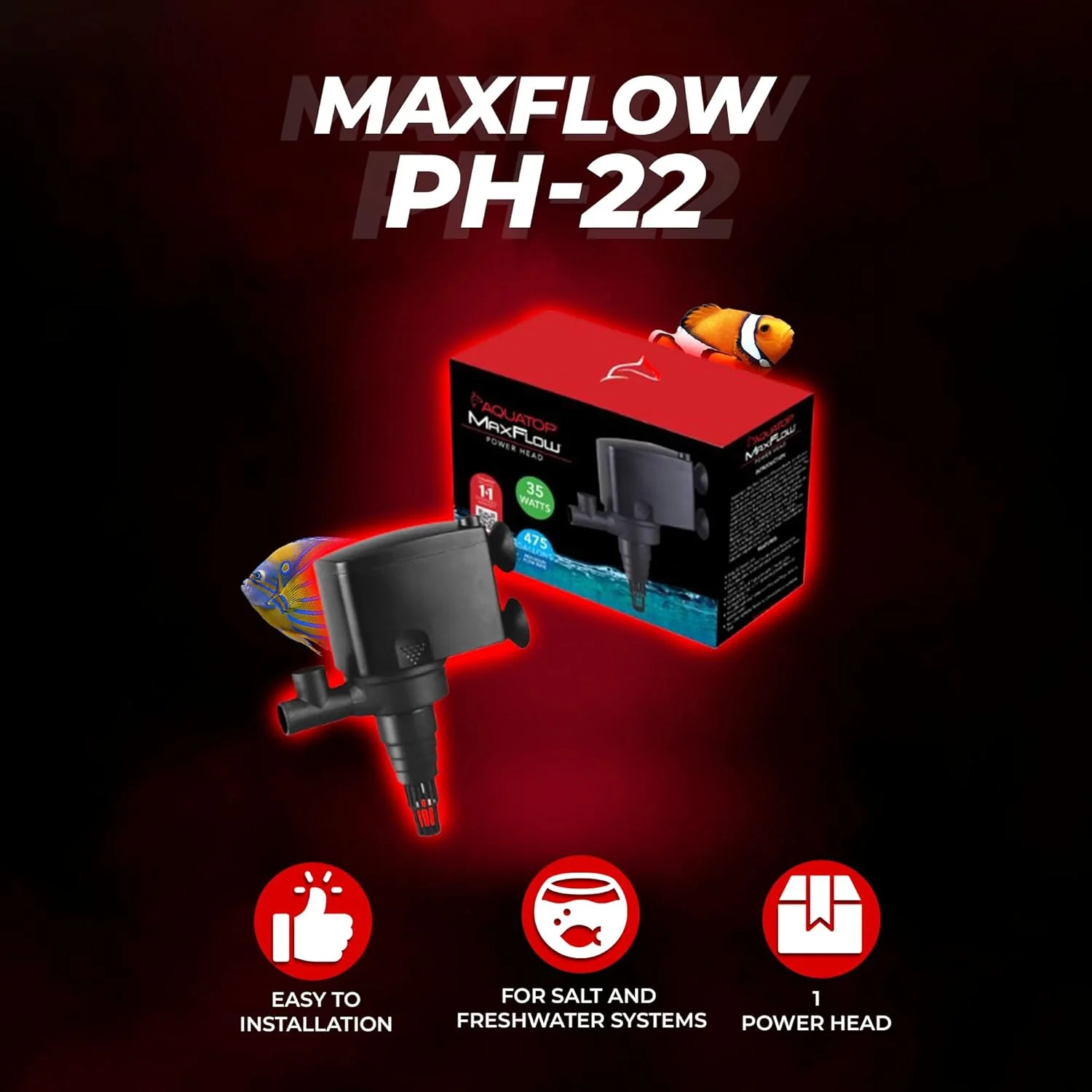 Aquatop MaxFlow Submersible Aquarium Power Head - Ideal for Freshwater and Saltwater Environments - High-Impact ABS for Durability - Image 6