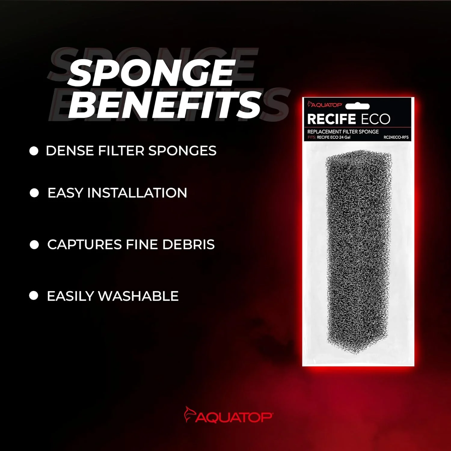 Aquatop Recife Eco Series Replacement Filter Sponge - 24 & 40 Gal – High-Efficiency Aquarium Filter Foam - Easy to Install and Maintain - RC24ECO-RFS - Image 3