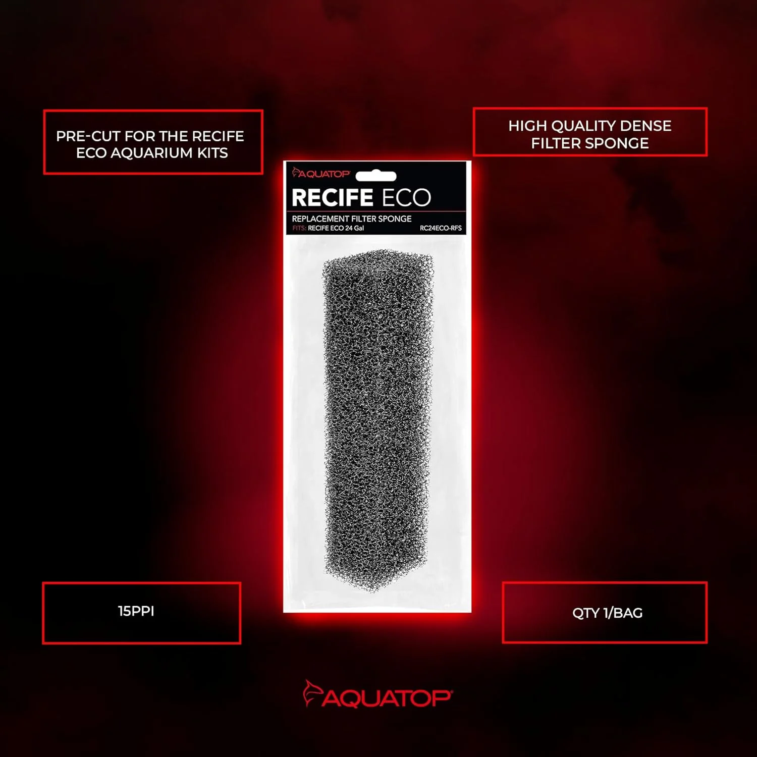 Aquatop Recife Eco Series Replacement Filter Sponge - 24 & 40 Gal – High-Efficiency Aquarium Filter Foam - Easy to Install and Maintain - RC24ECO-RFS - Image 4