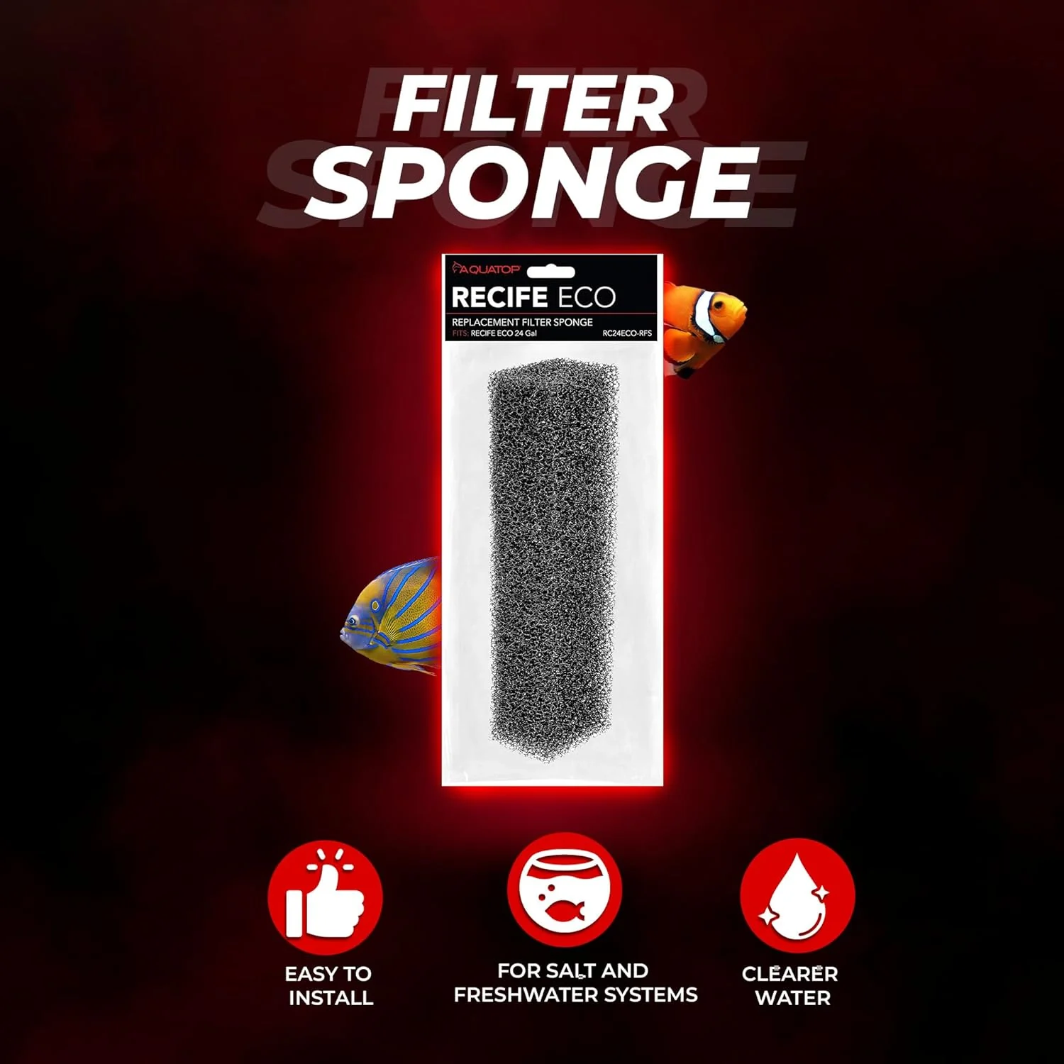 Aquatop Recife Eco Series Replacement Filter Sponge - 24 & 40 Gal – High-Efficiency Aquarium Filter Foam - Easy to Install and Maintain - RC24ECO-RFS - Image 6