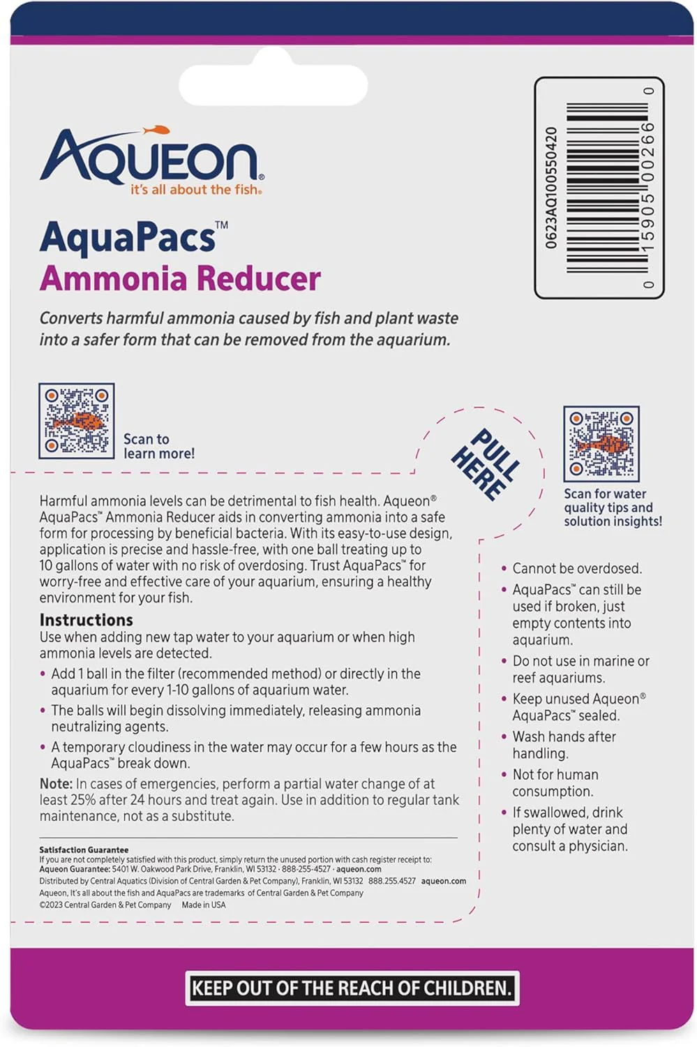 Aqueon AquaPacs Ammonia Reducer 4 Pack, 10 Gallon - Image 2