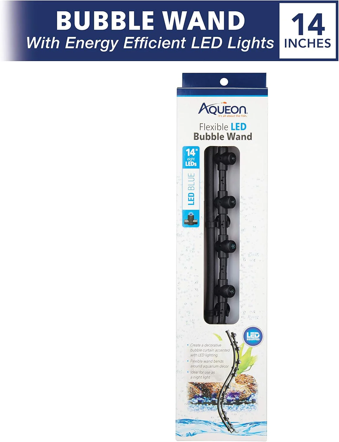 Aqueon Fish Tank Aquarium Flexible LED Accent Light and Bubble Wand, Blue - Image 3